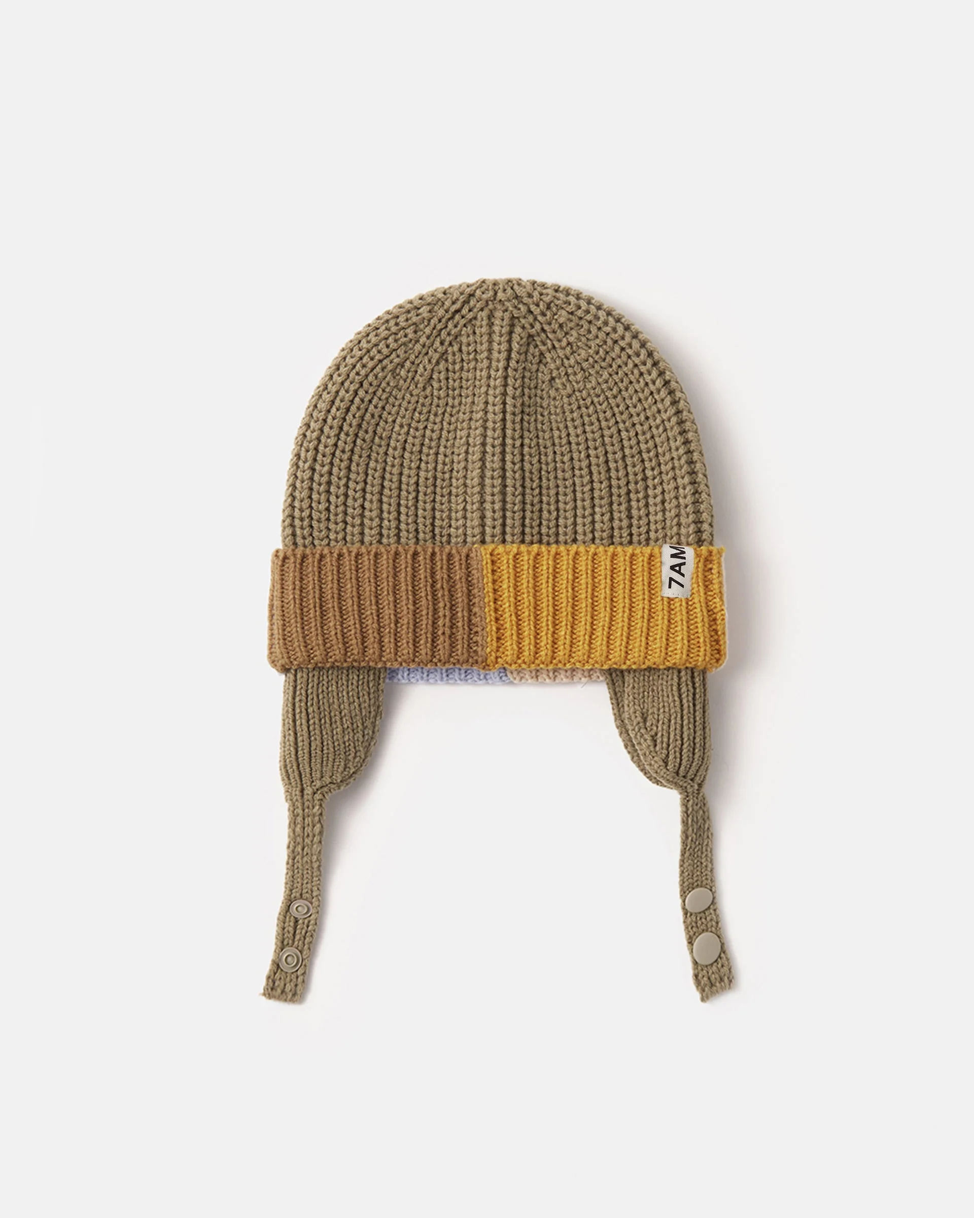 Beanie Ear Flap - Chunky | Olive/Multicolor