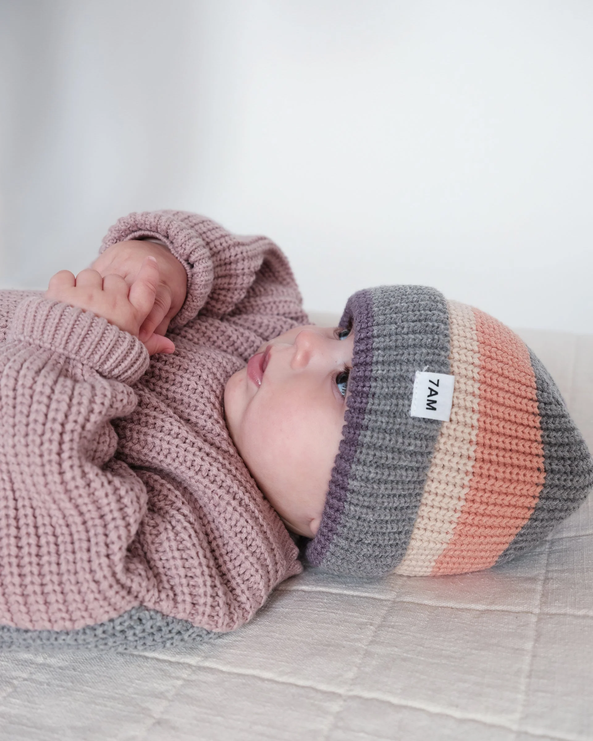 Beanie Stripe - Chunky | Ash Rose/Multicolor Stripe - Image 2