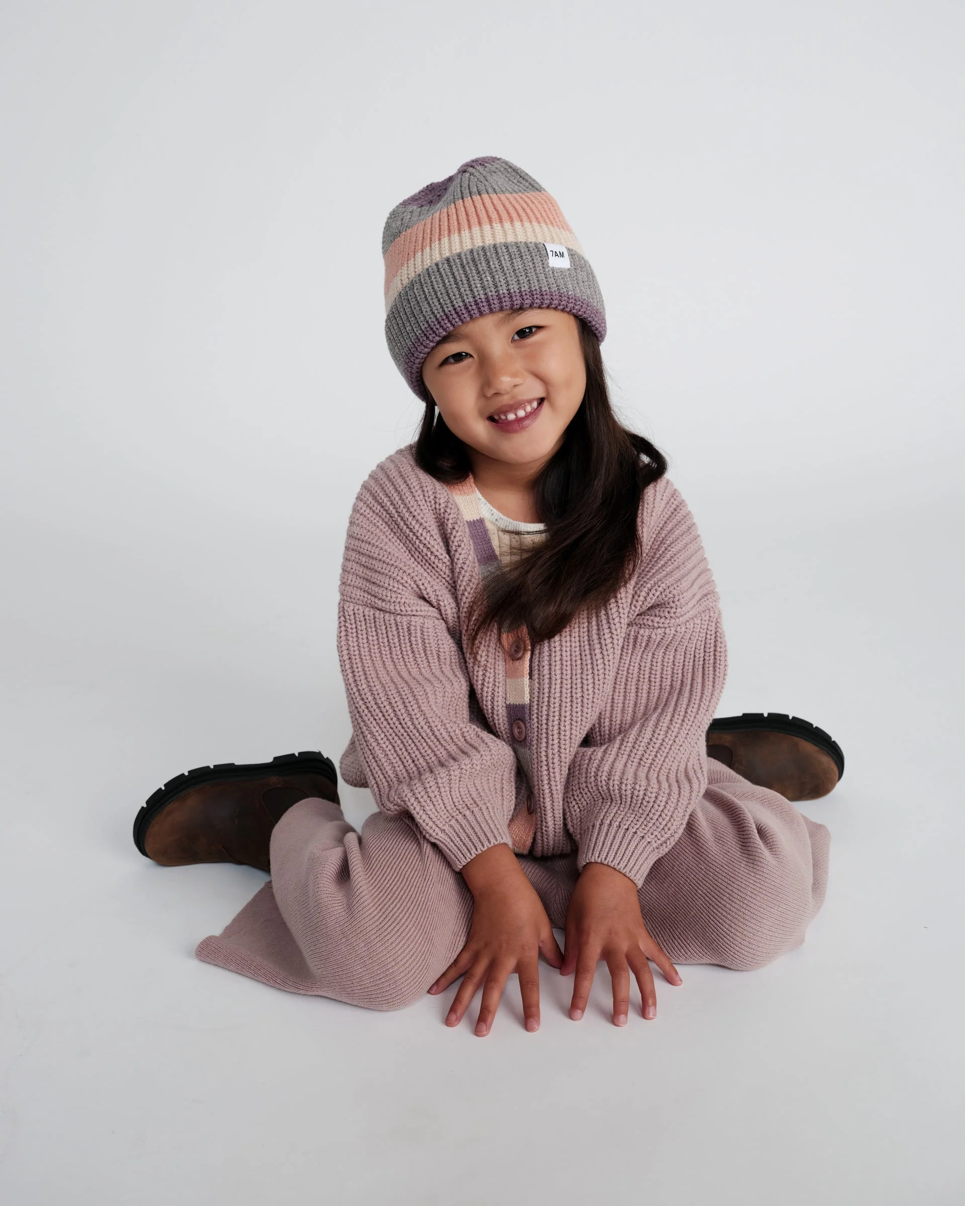 Beanie Stripe - Chunky | Ash Rose/Multicolor Stripe - Image 3