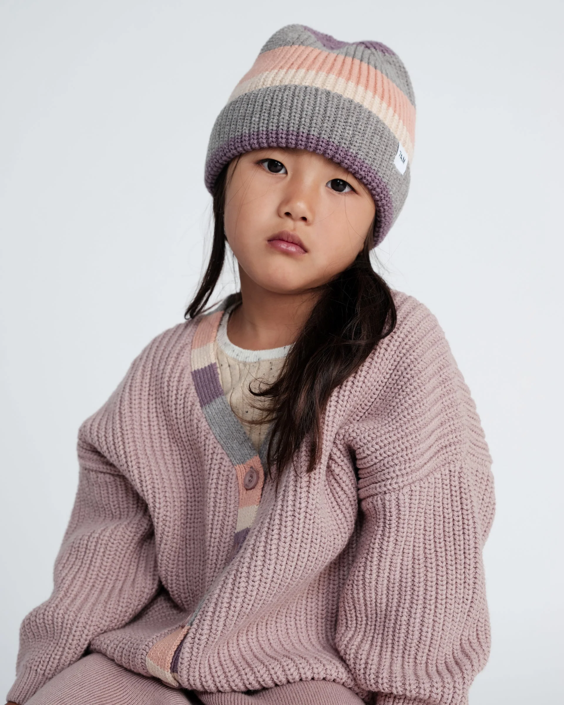 Beanie Stripe - Chunky | Ash Rose/Multicolor Stripe - Image 5