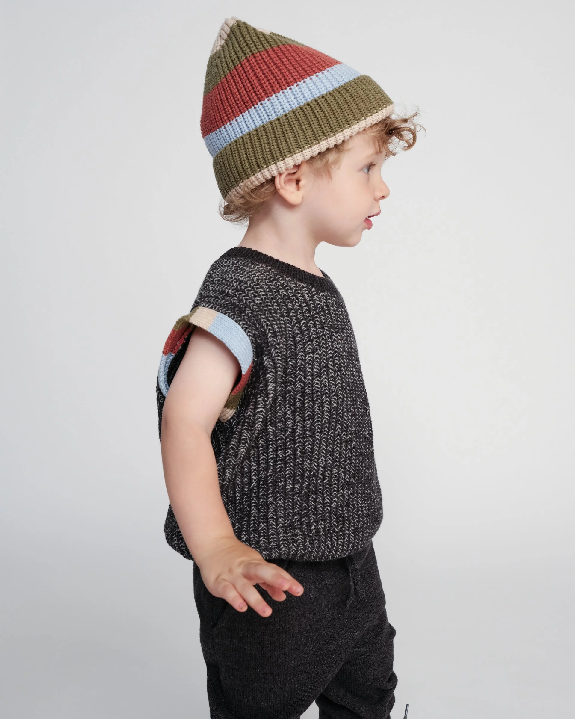 Beanie Stripe - Chunky | Black Melange/Multicolor Stripe - Image 2