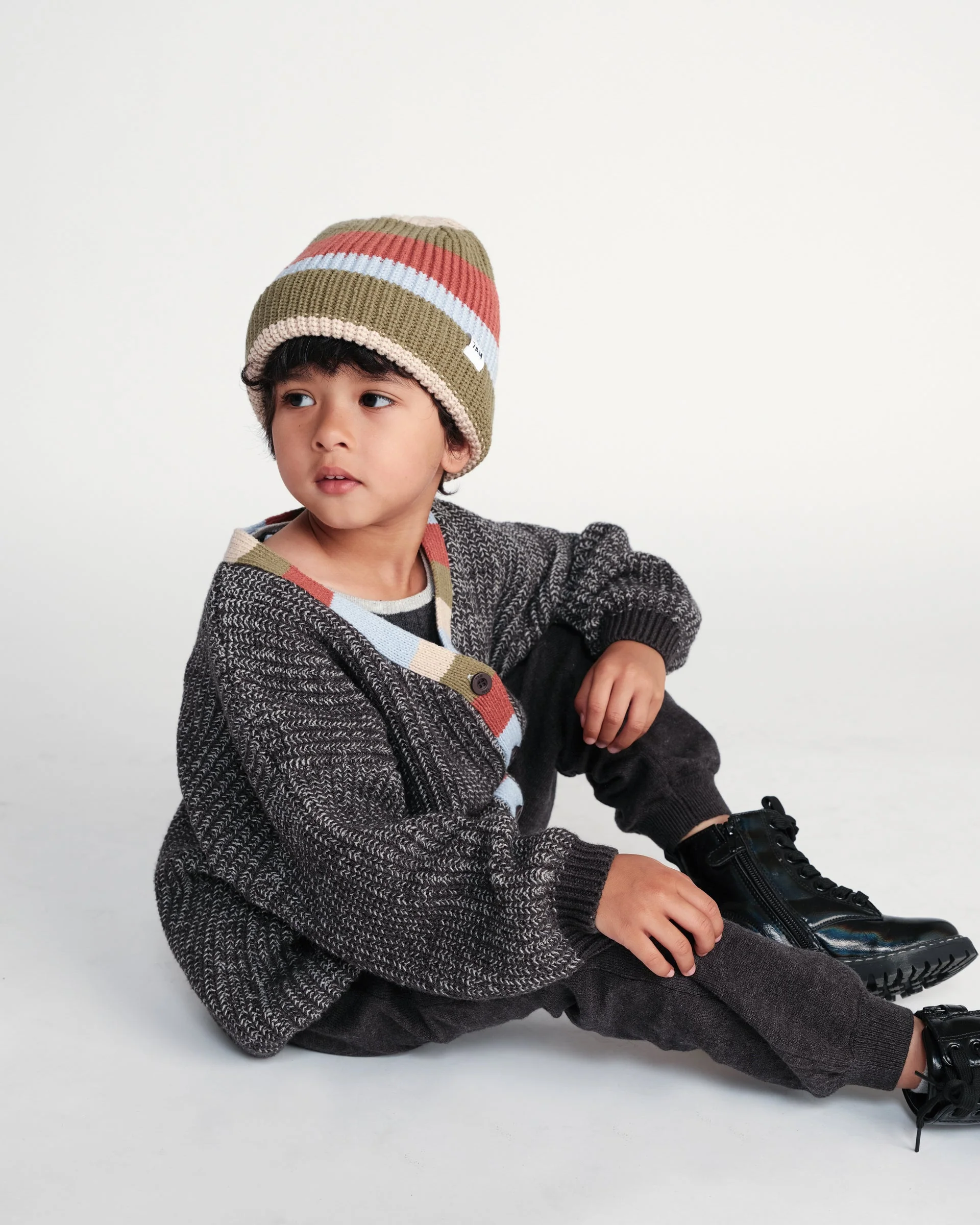 Beanie Stripe - Chunky | Olive/Multicolor Stripe - Image 2
