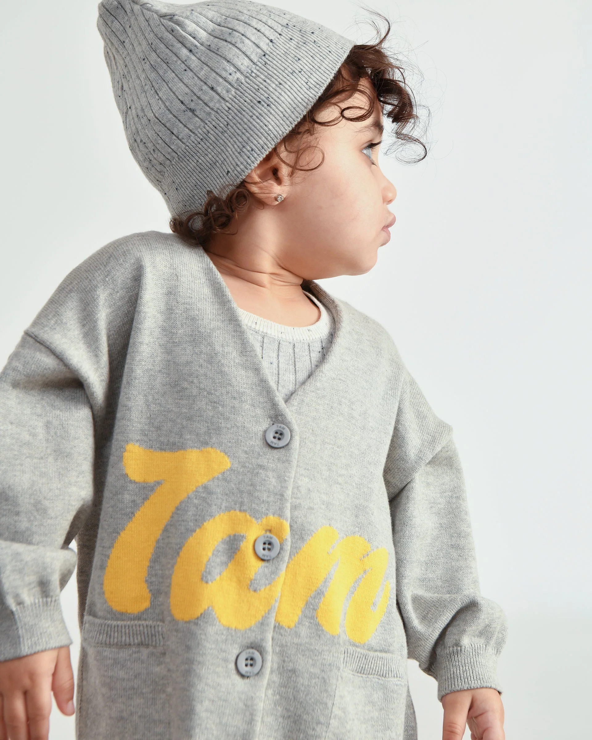 7AM Logo Boxy Cotton Cardigan | Heather Grey - Image 6