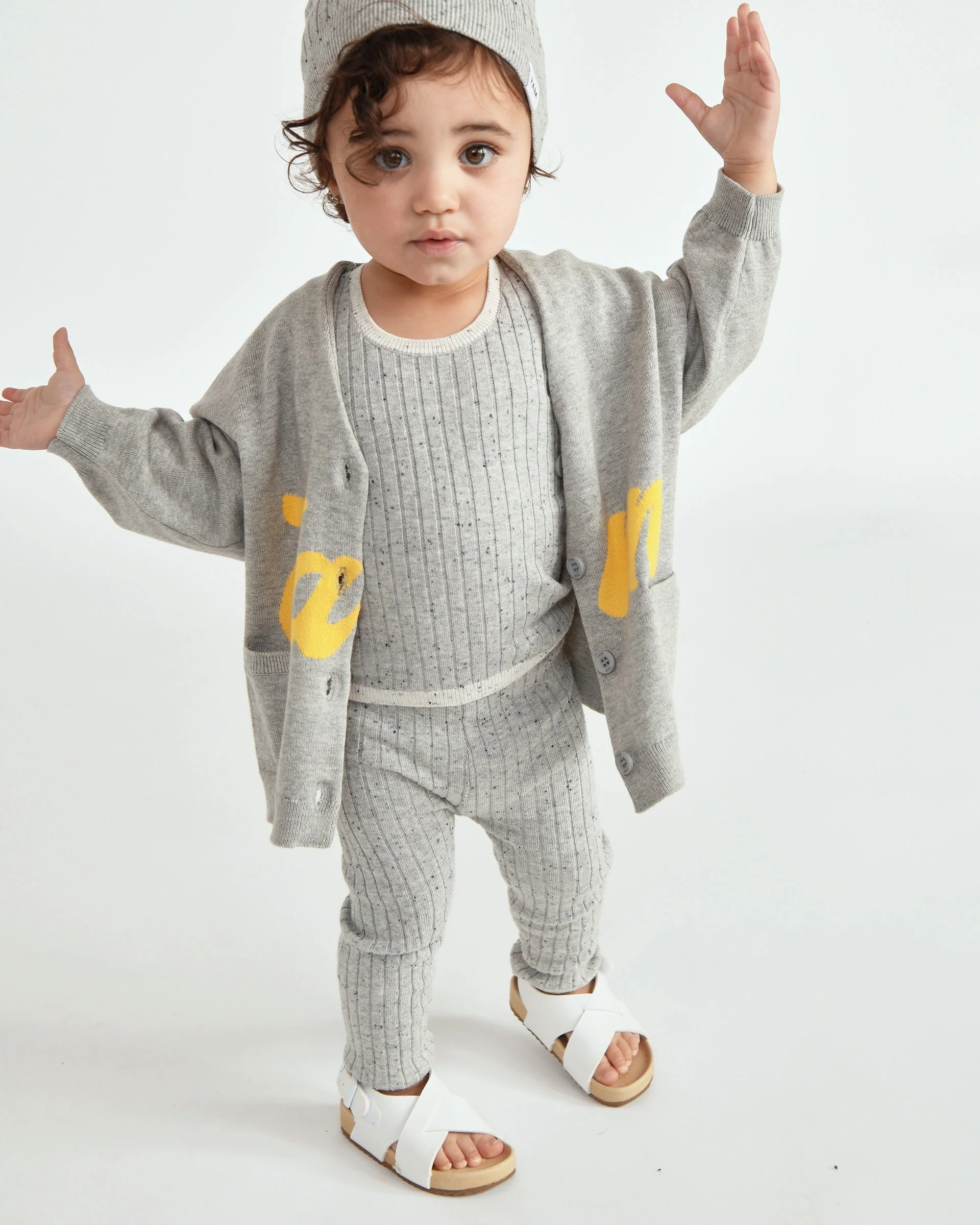 7AM Logo Boxy Cotton Cardigan | Heather Grey - Image 8