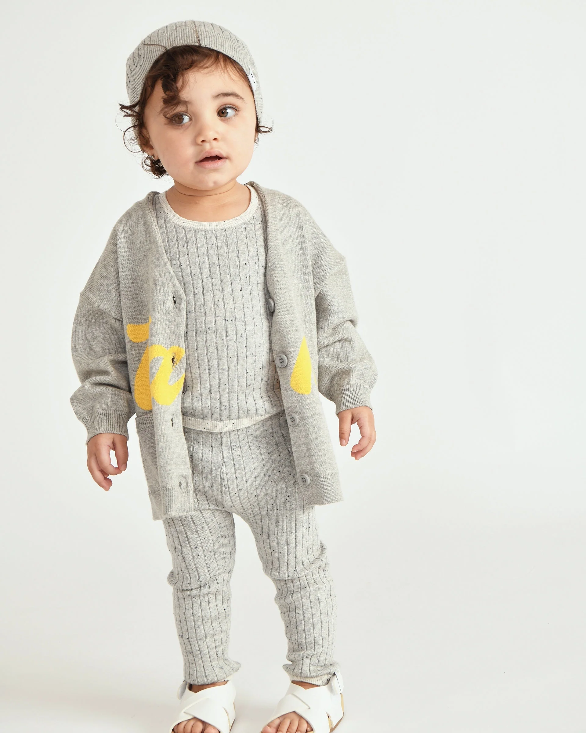 7AM Logo Boxy Cotton Cardigan | Heather Grey - Image 9
