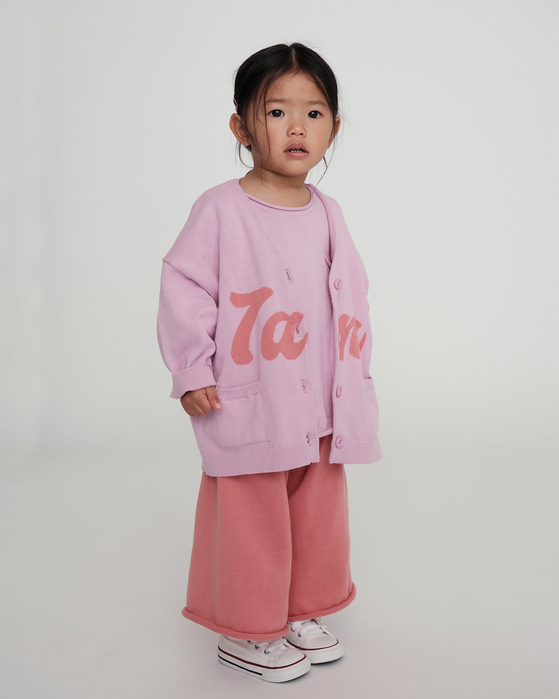 7AM Logo Boxy Cotton Cardigan | Pink - Image 2