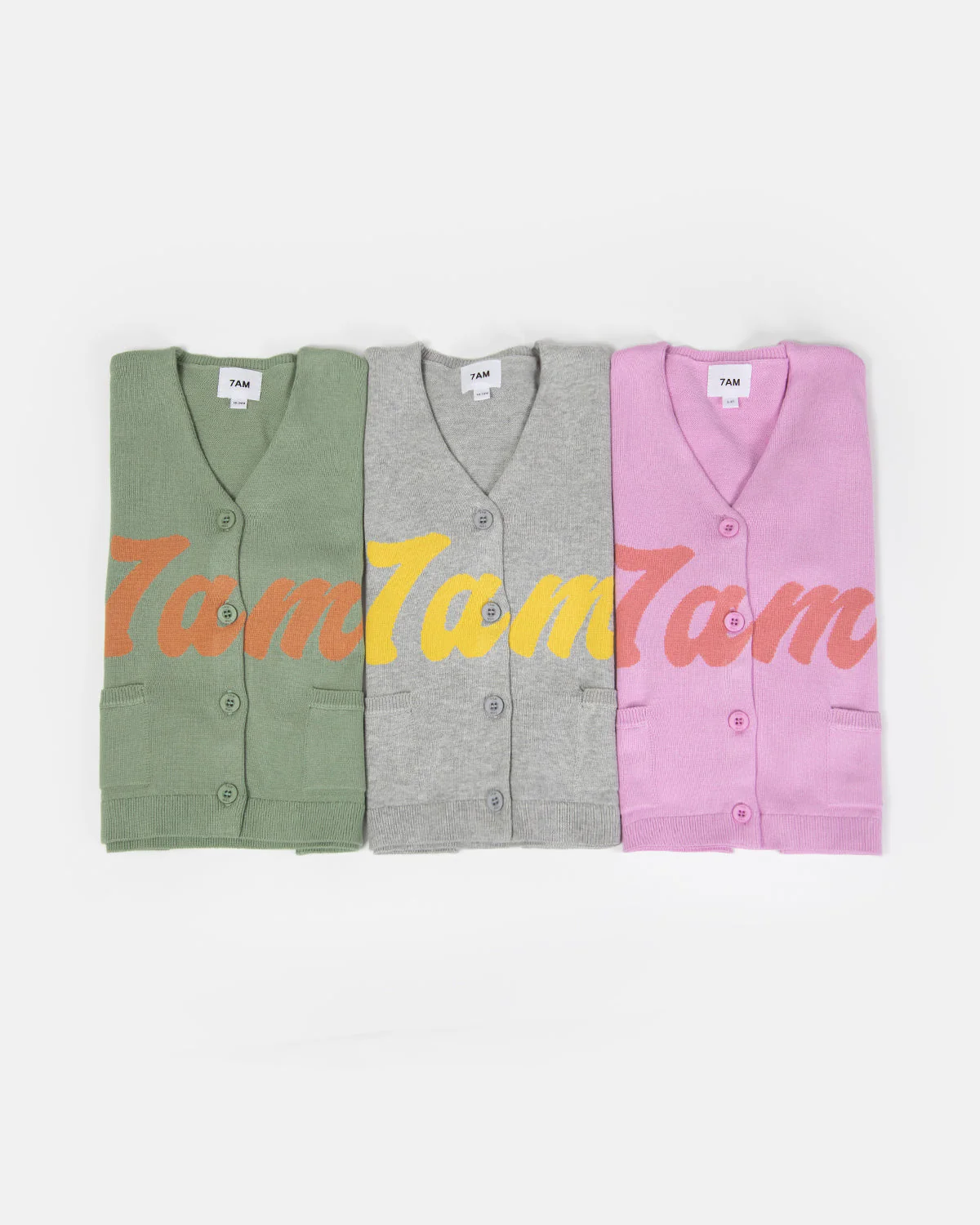 7AM Logo Boxy Cotton Cardigan | Pink - Image 6