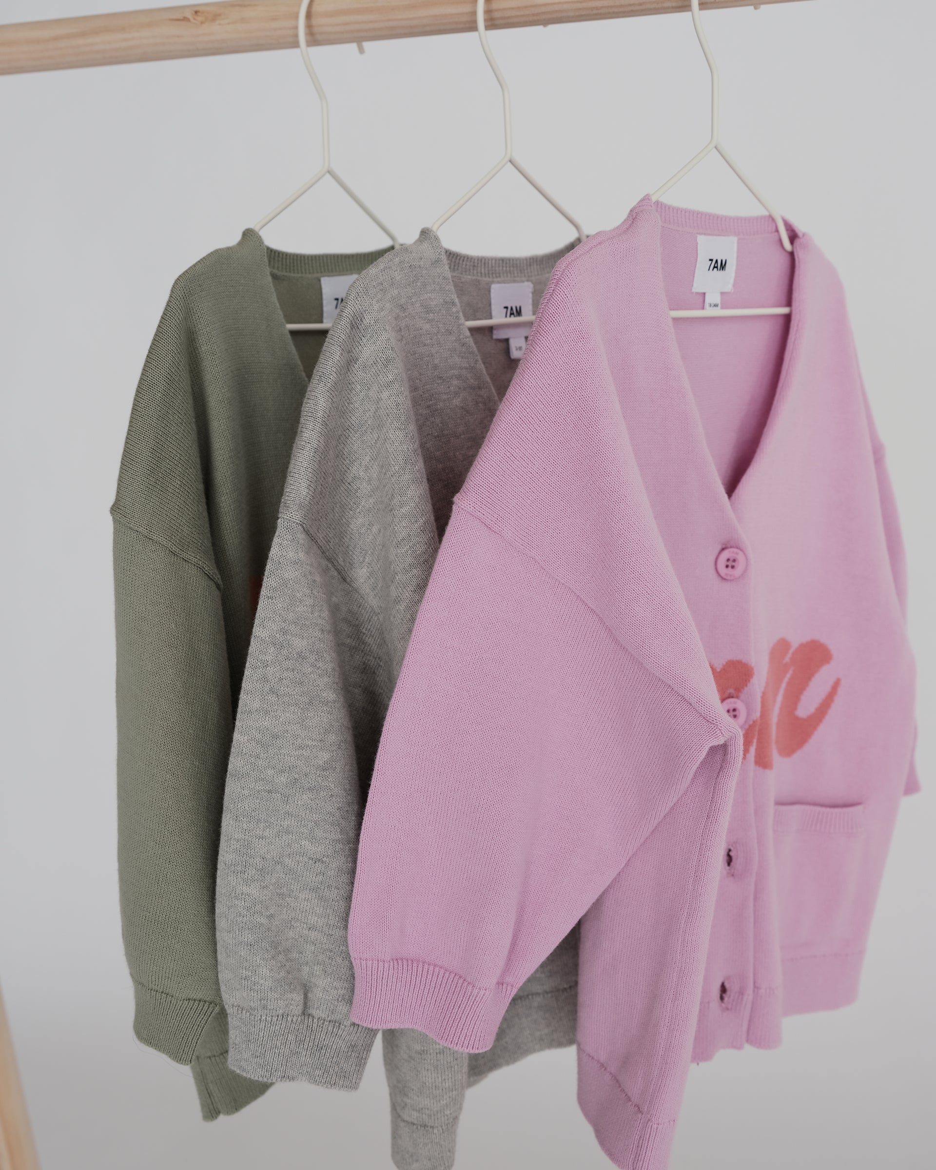 7AM Logo Boxy Cotton Cardigan | Pink - Image 7