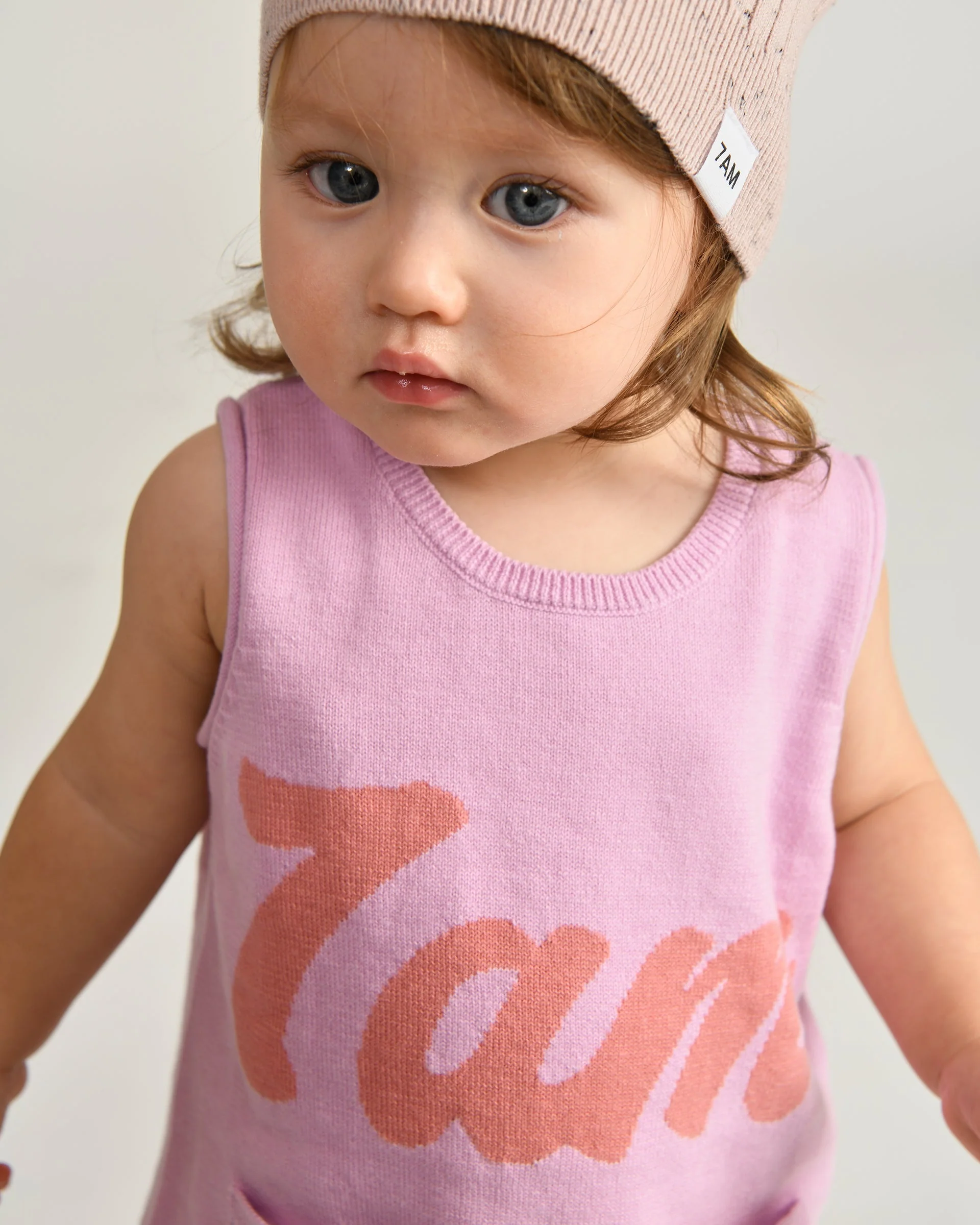 7AM Logo Boxy Cotton Dress | Pink - Image 7