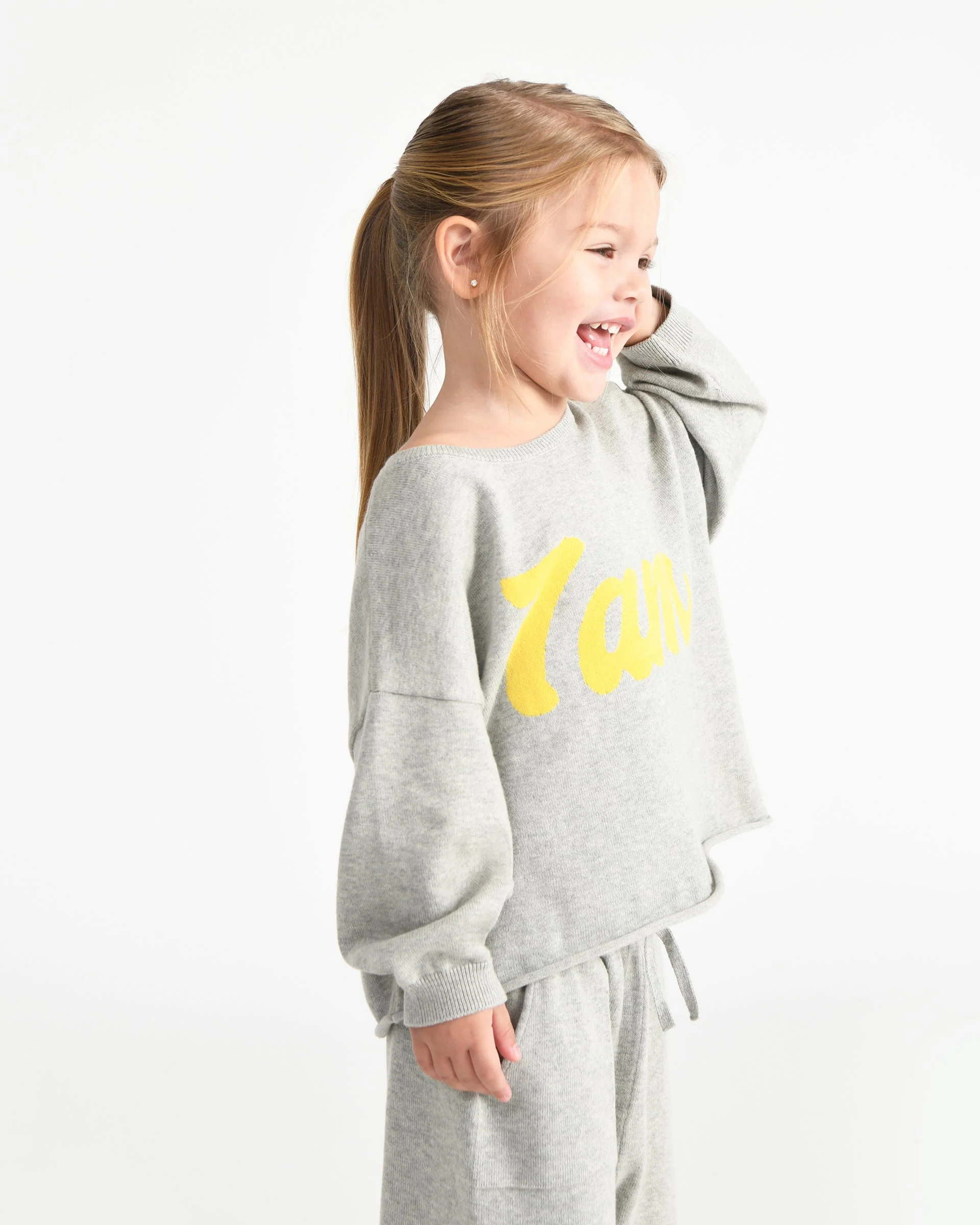 7AM Logo Boxy Long Sleeve Top | Heather Grey - Image 2