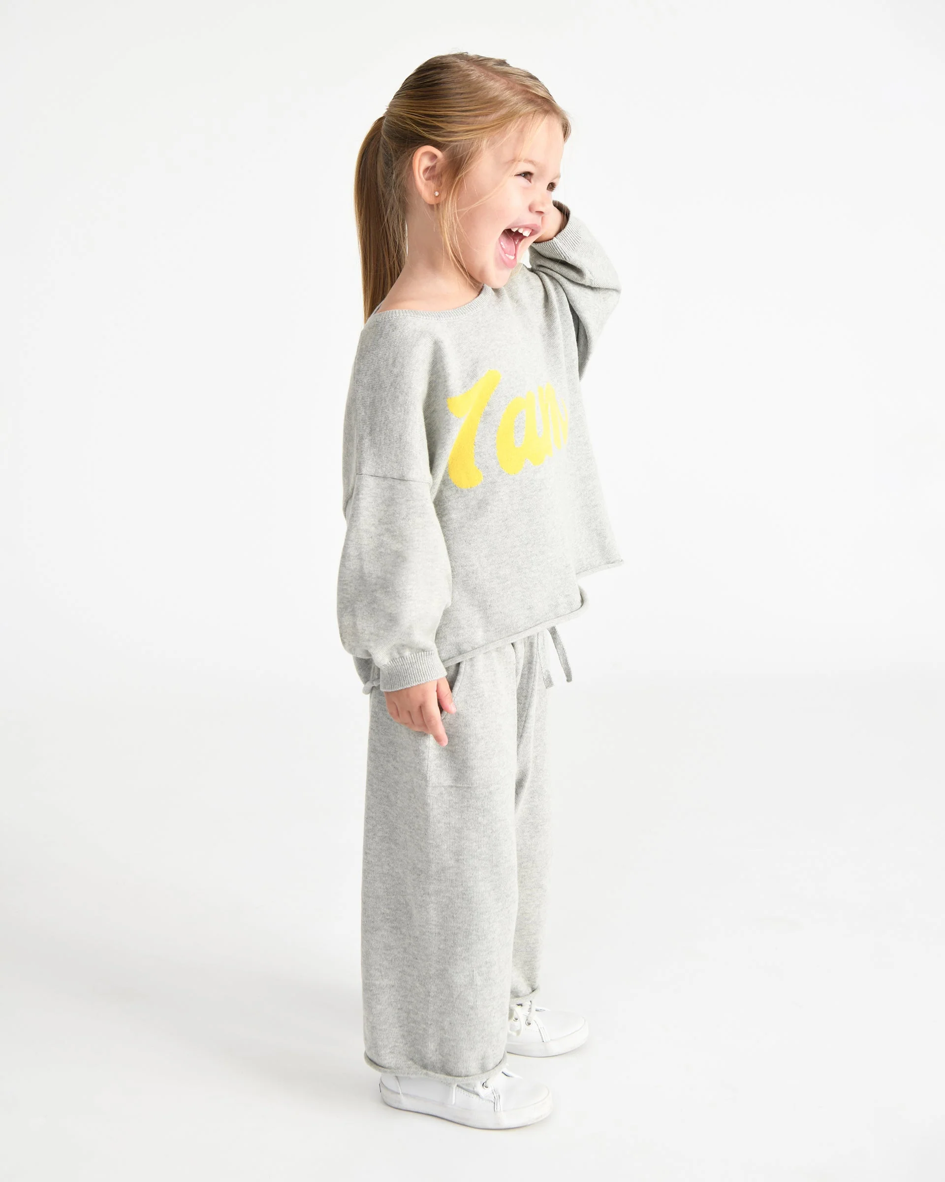 7AM Logo Boxy Long Sleeve Top | Heather Grey - Image 3