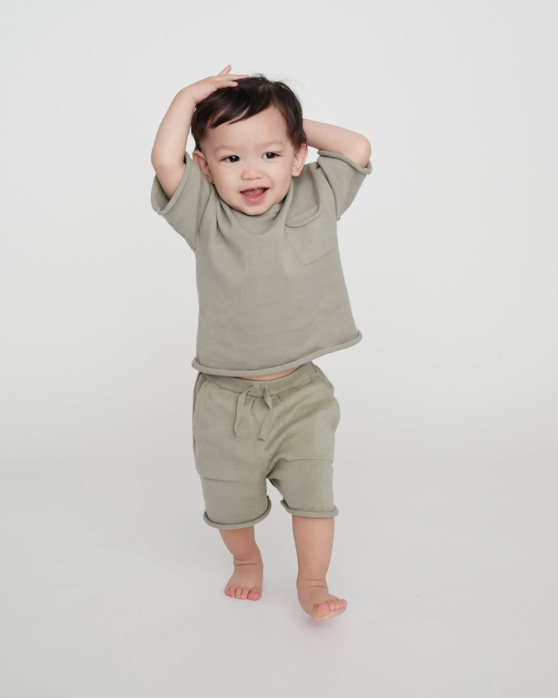 Cotton Slouchy Shorts | Sage - Image 10