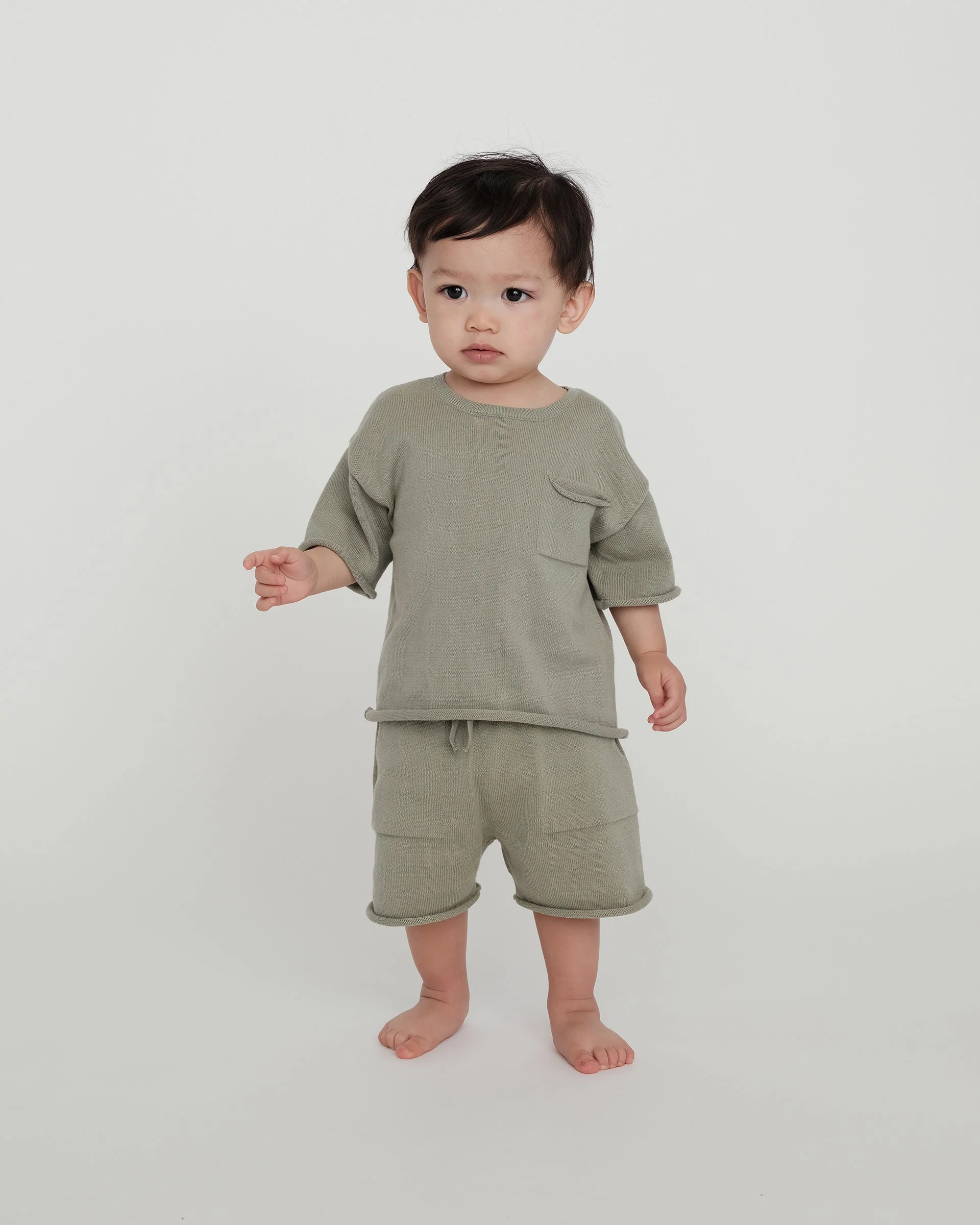 Cotton Slouchy Shorts | Sage - Image 11