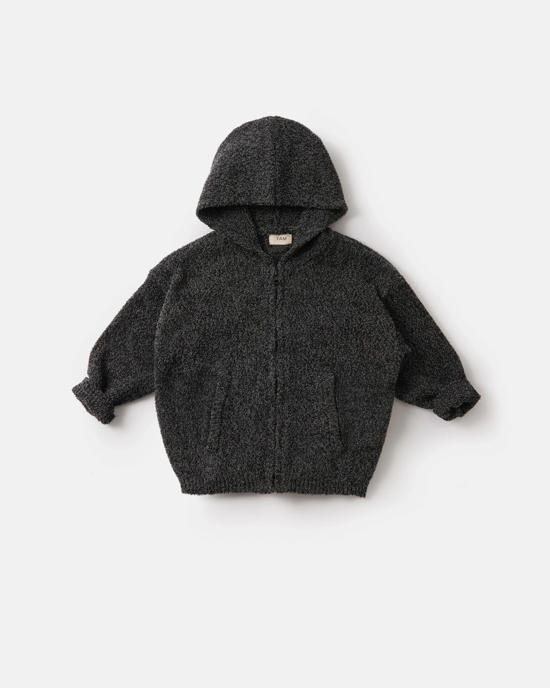 Zip Up Hoodie - Fuzzy | Black Melange - Image 2