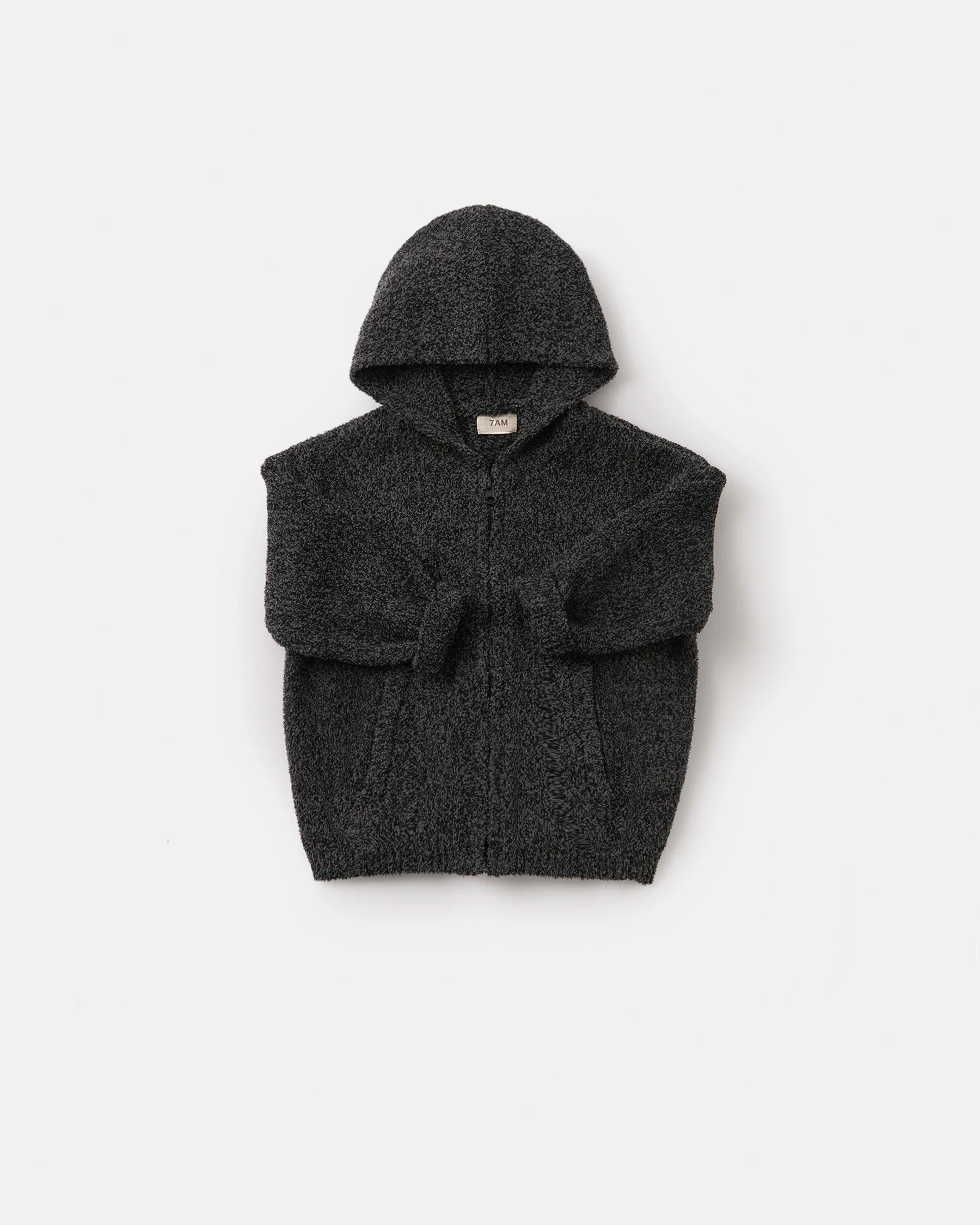 Zip Up Hoodie - Fuzzy | Black Melange - Image 3