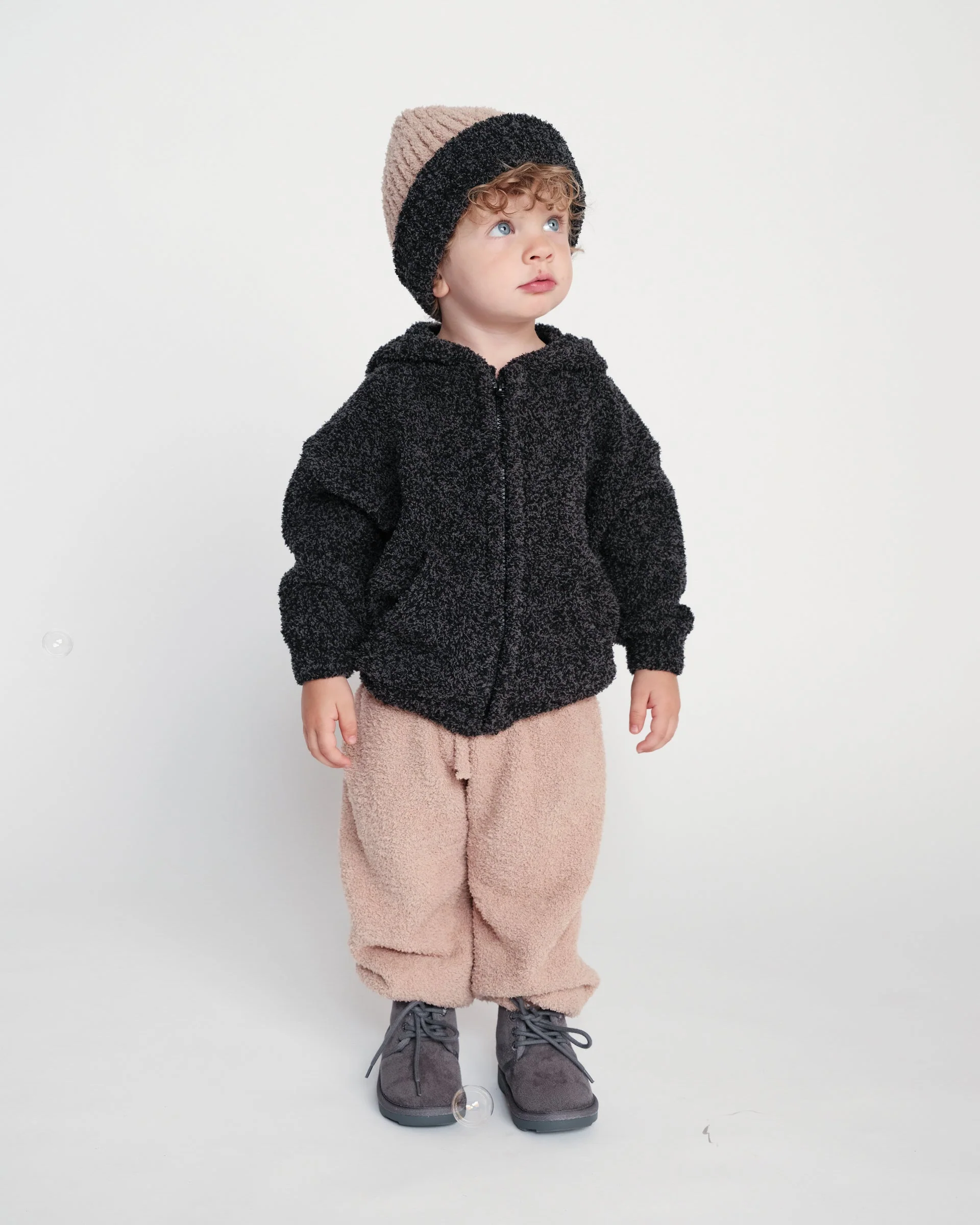 Zip Up Hoodie - Fuzzy | Black Melange - Image 4