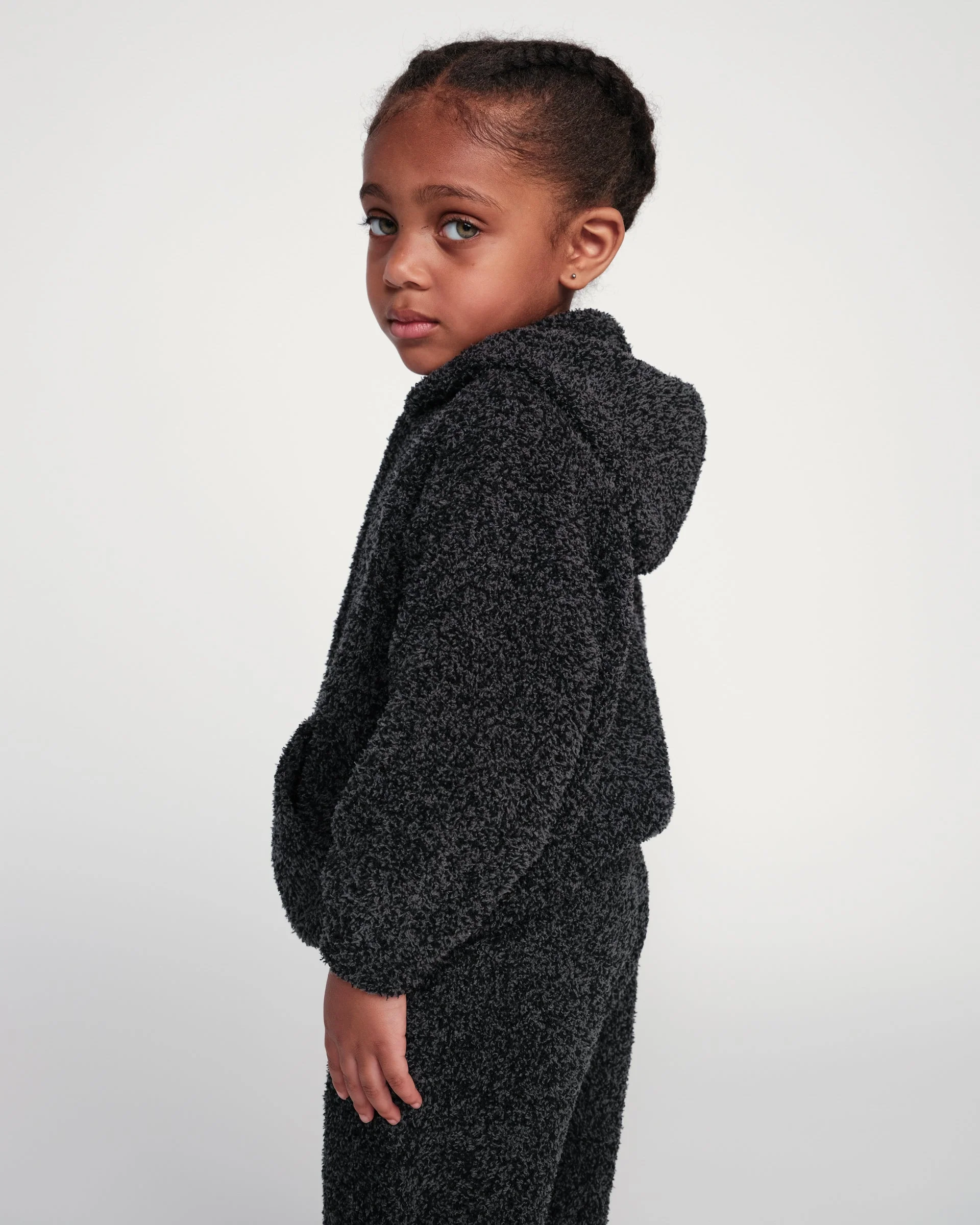 Zip Up Hoodie - Fuzzy | Black Melange - Image 5