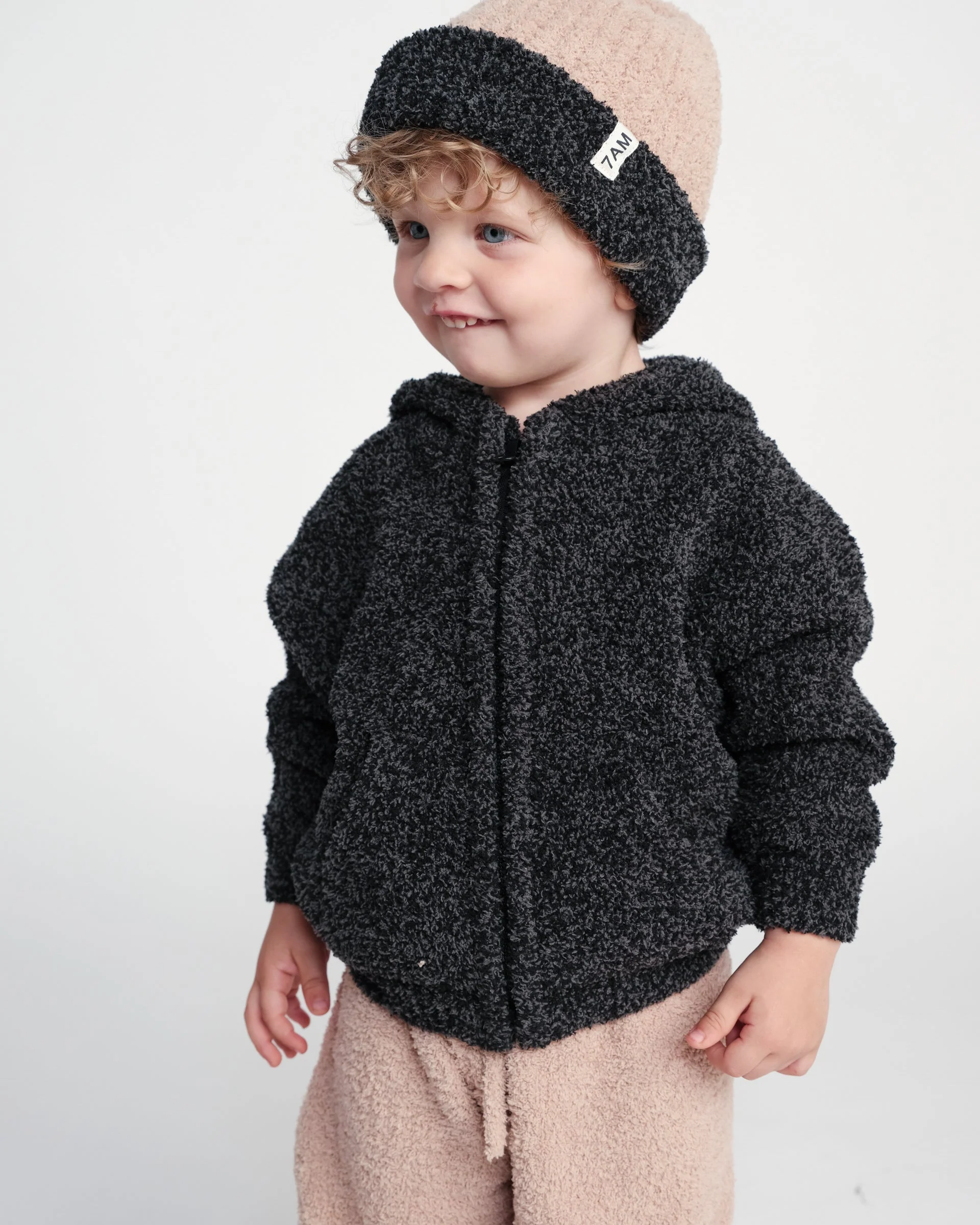 Zip Up Hoodie - Fuzzy | Black Melange - Image 7