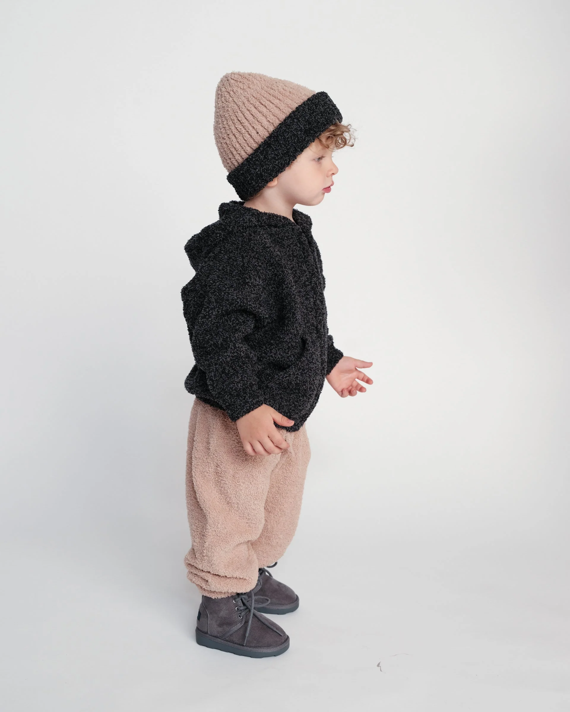 Zip Up Hoodie - Fuzzy | Black Melange - Image 8