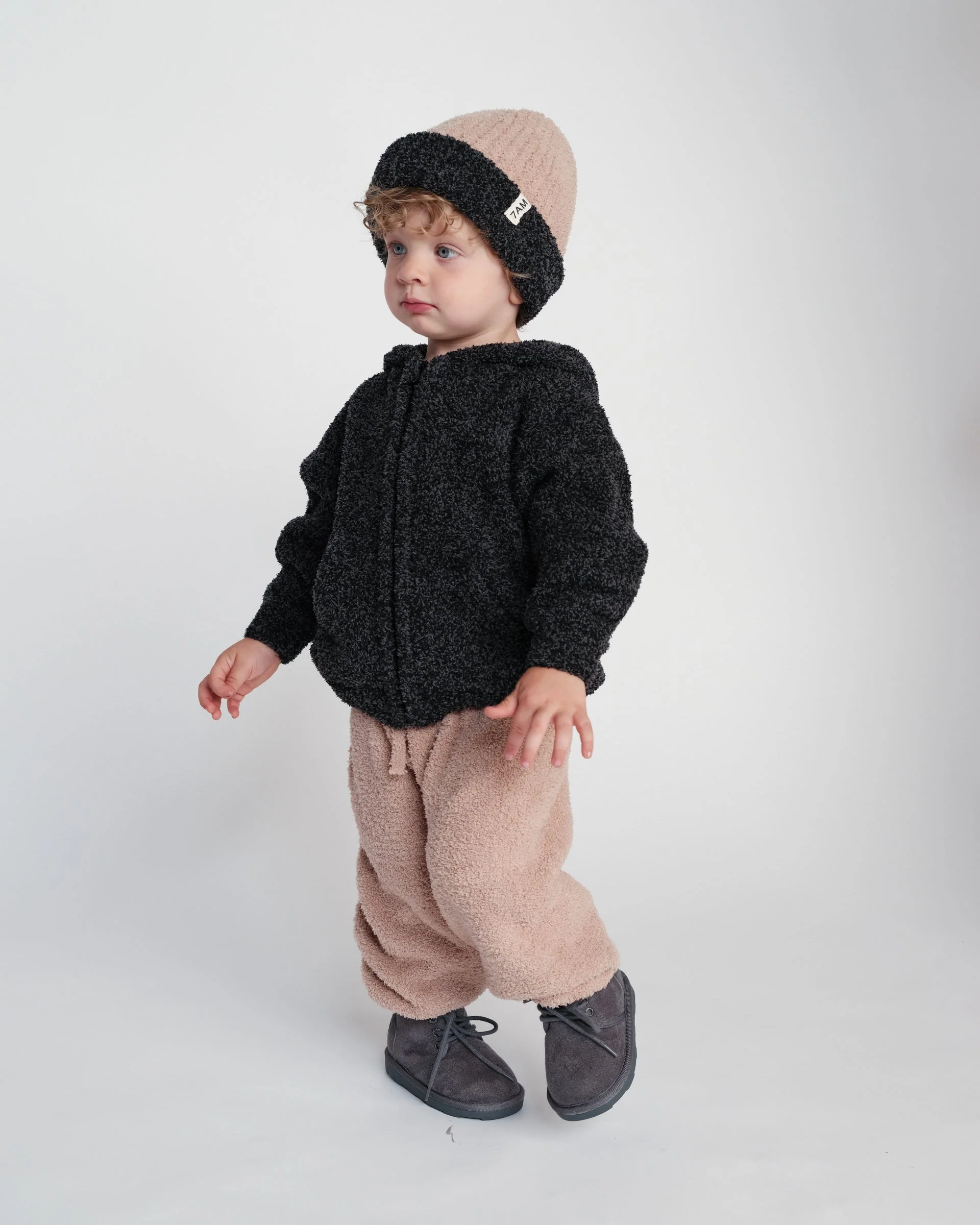 Zip Up Hoodie - Fuzzy | Black Melange - Image 9
