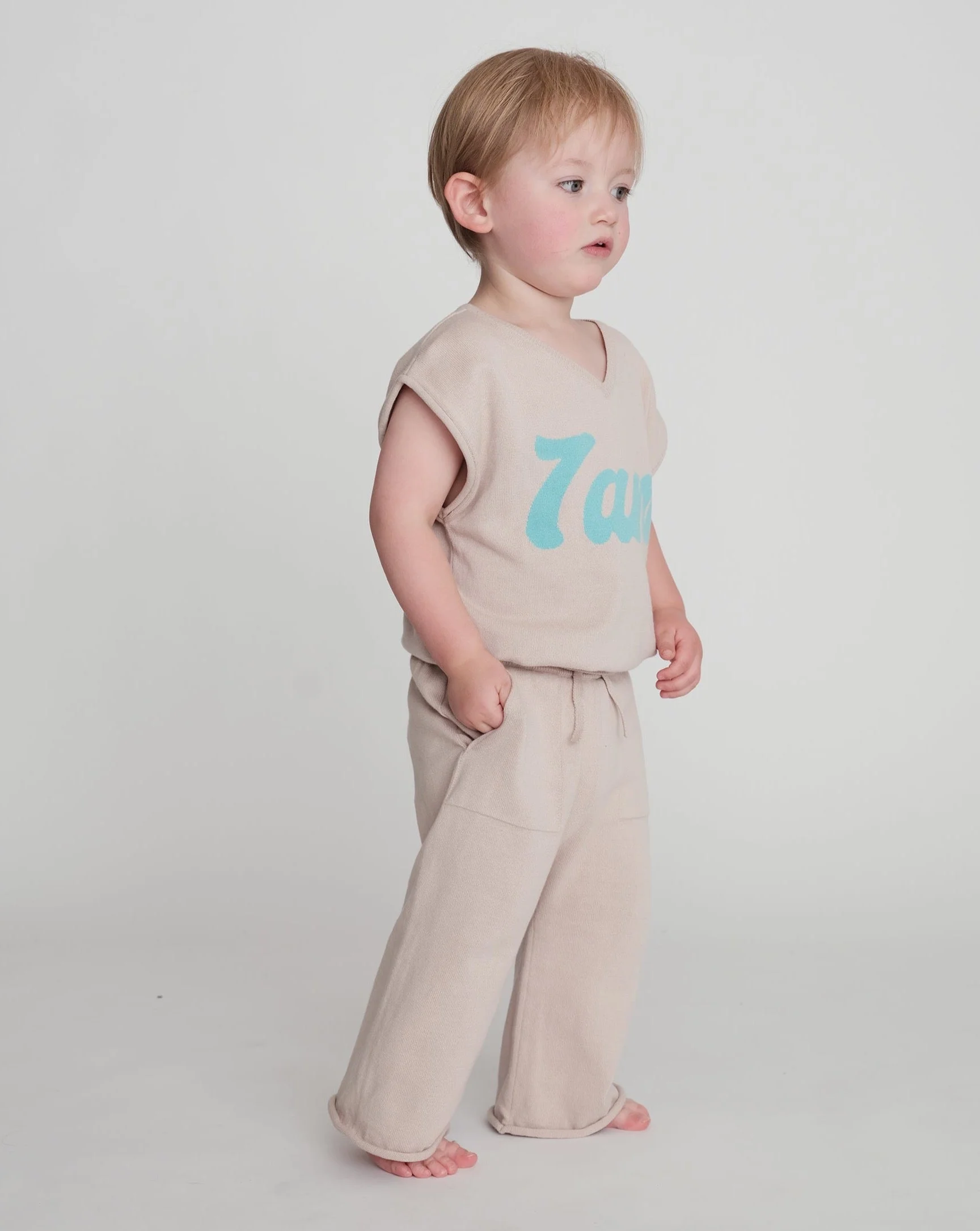 7AM Logo Boxy V-Neck Vest | Oat - Image 6