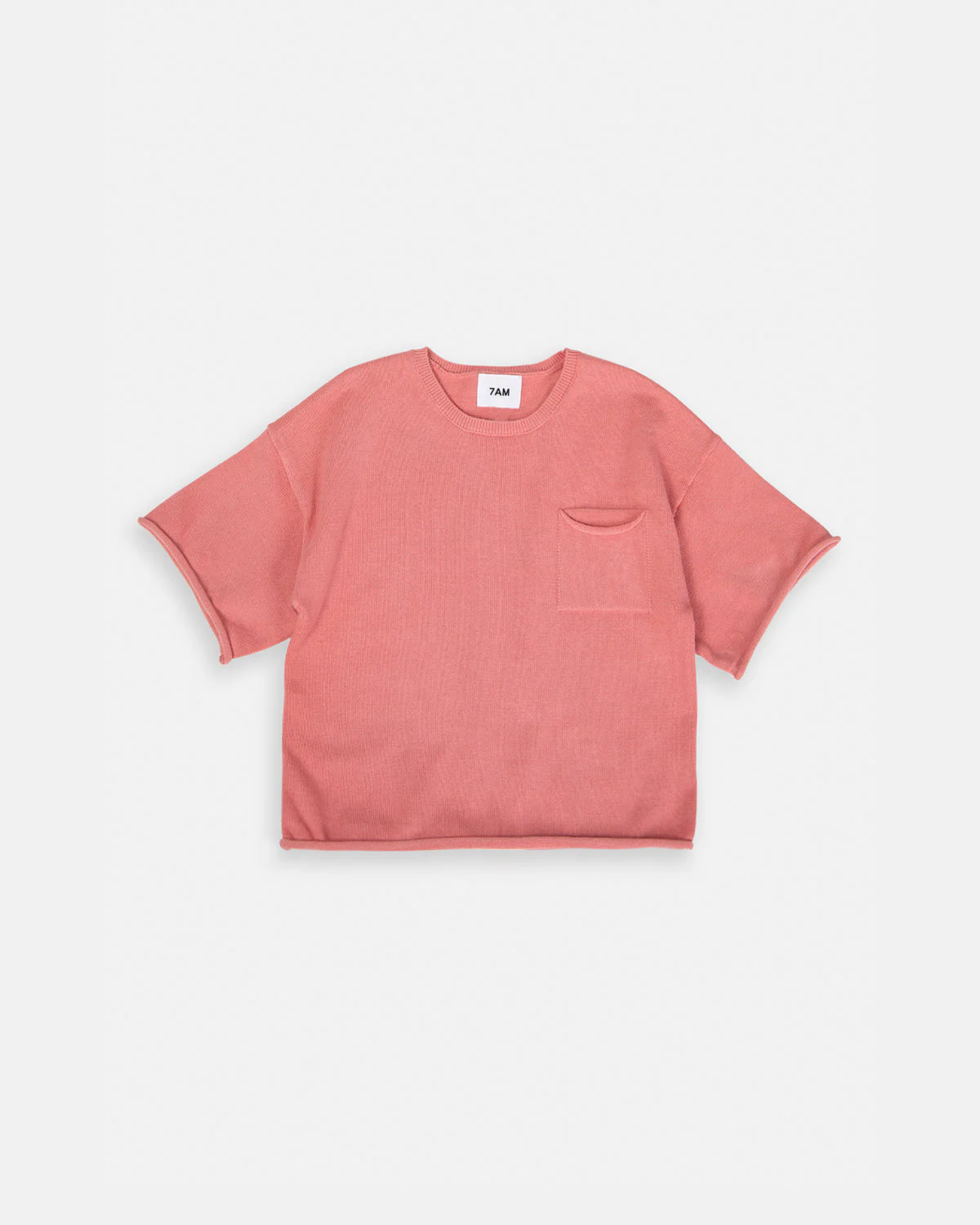 Boxy Cotton Tee Pocket | Coral