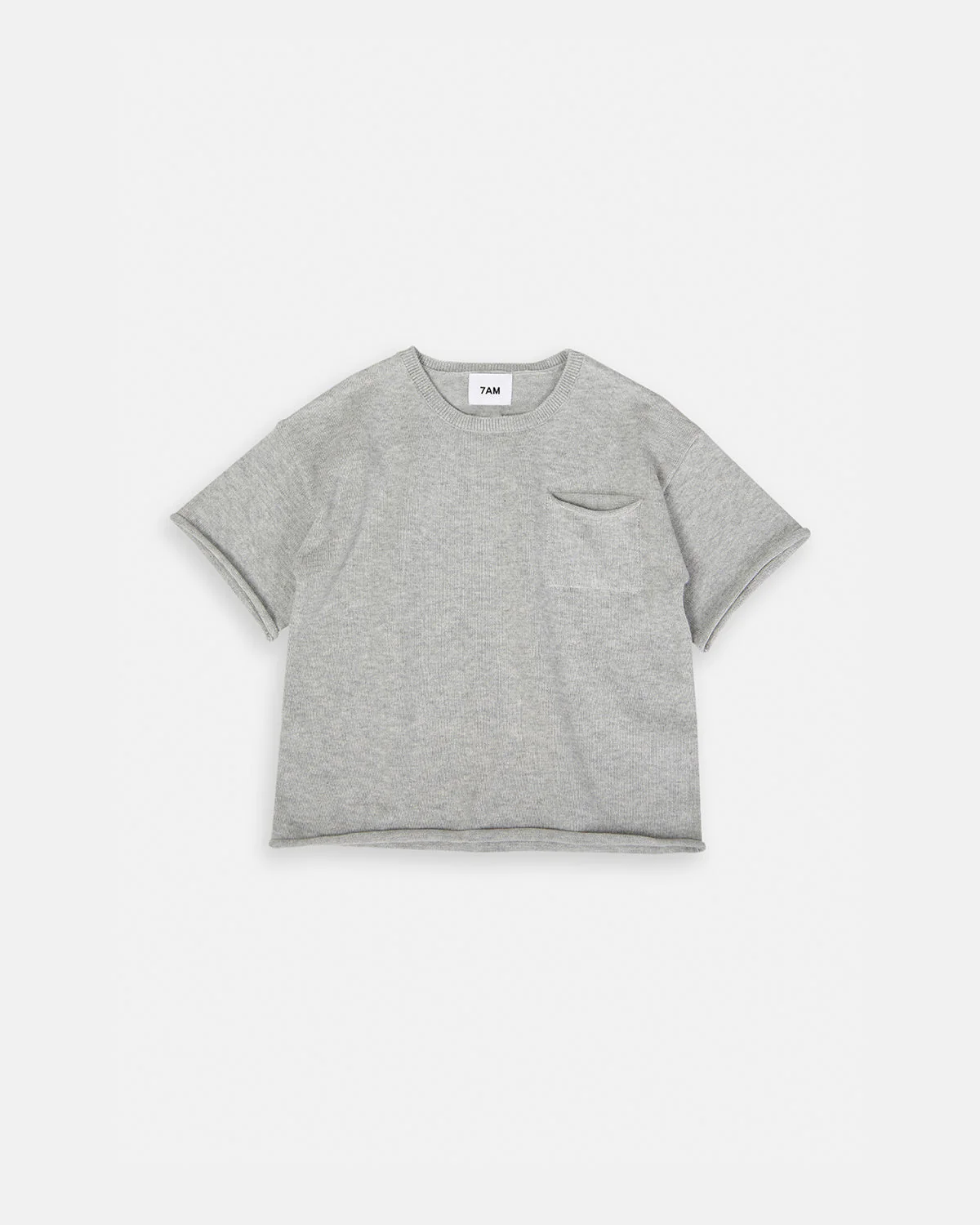 Boxy Cotton Tee Pocket | Heather Grey