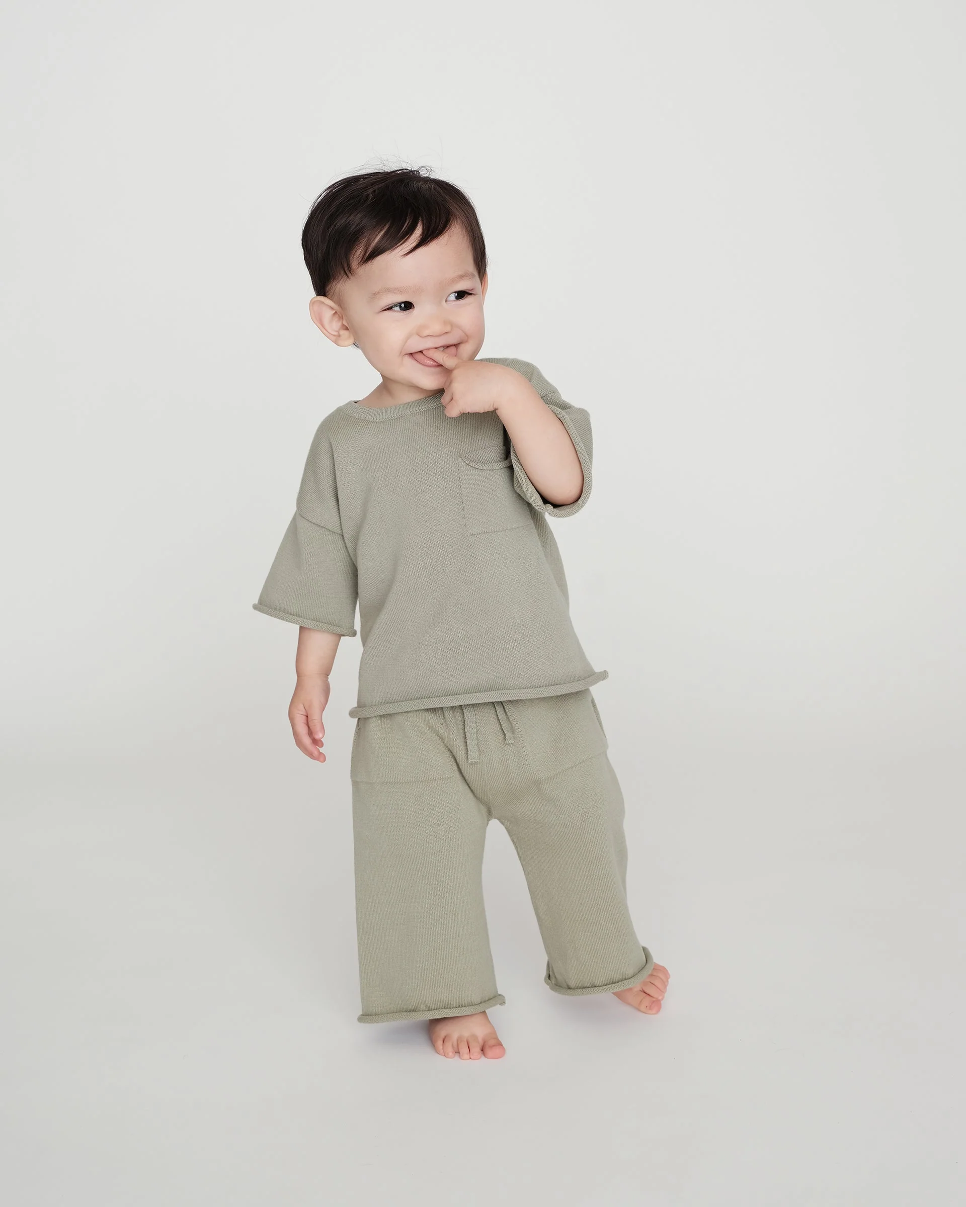 Boxy Cotton Tee Pocket | Sage - Image 2