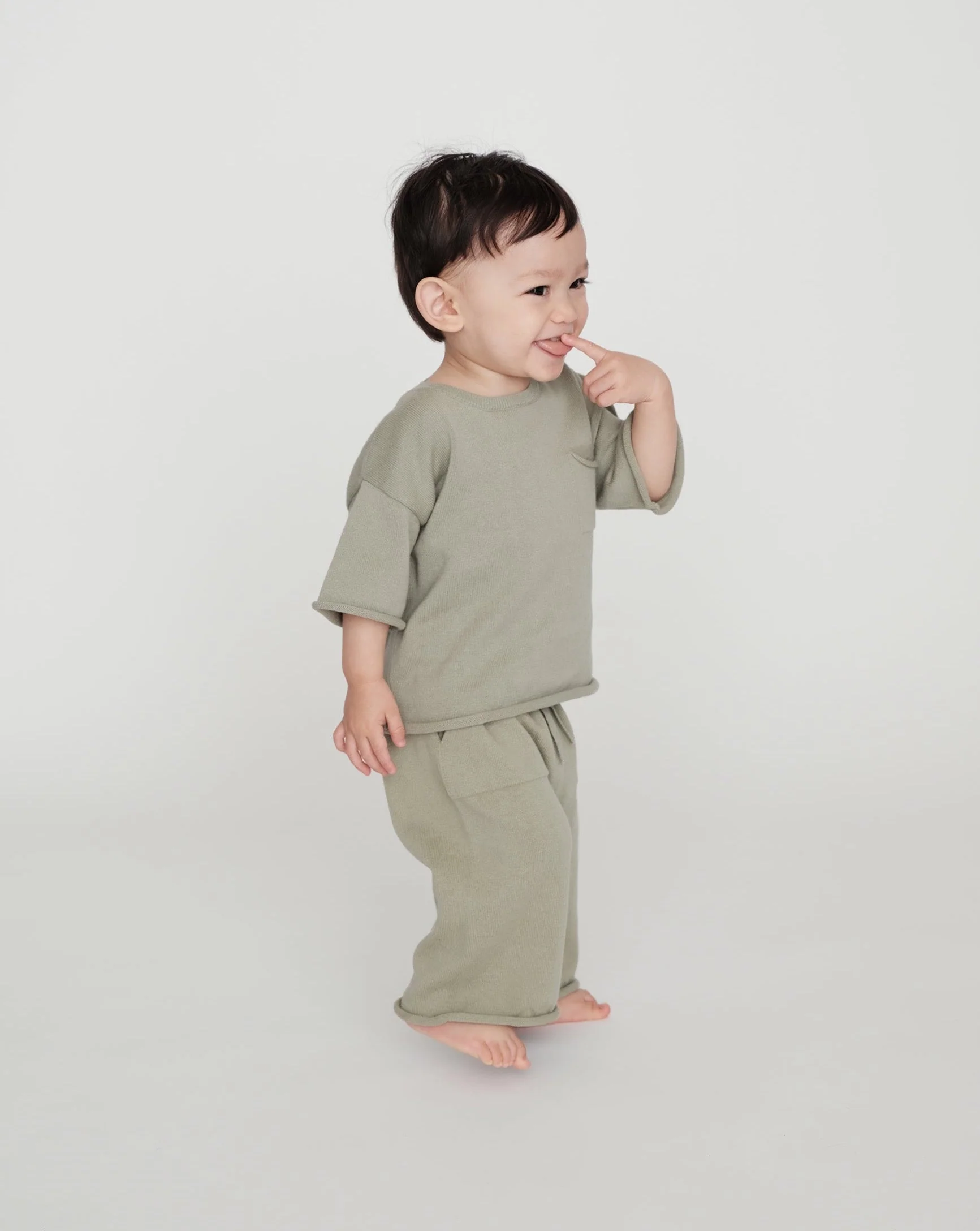 Boxy Cotton Tee Pocket | Sage - Image 3