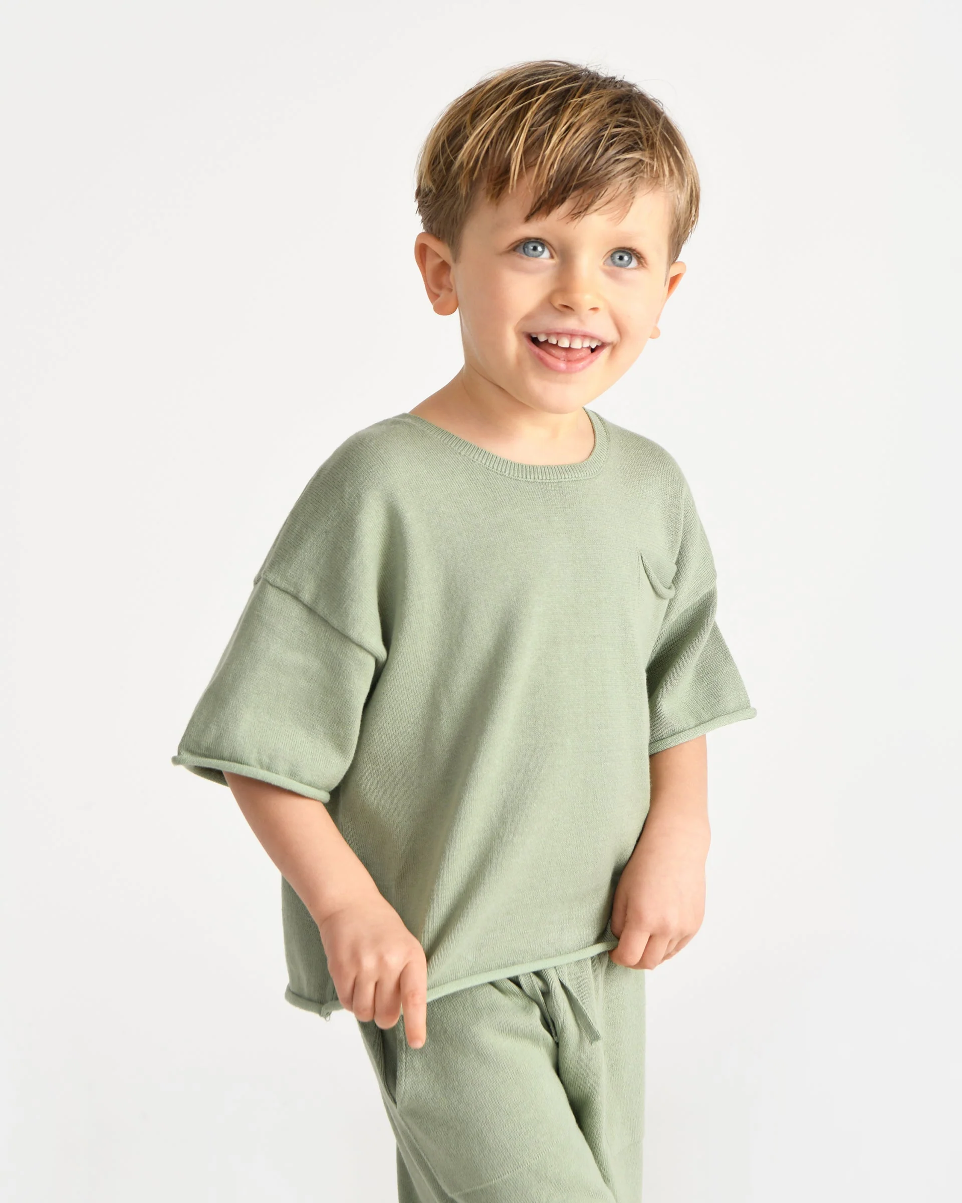Boxy Cotton Tee Pocket | Sage - Image 7