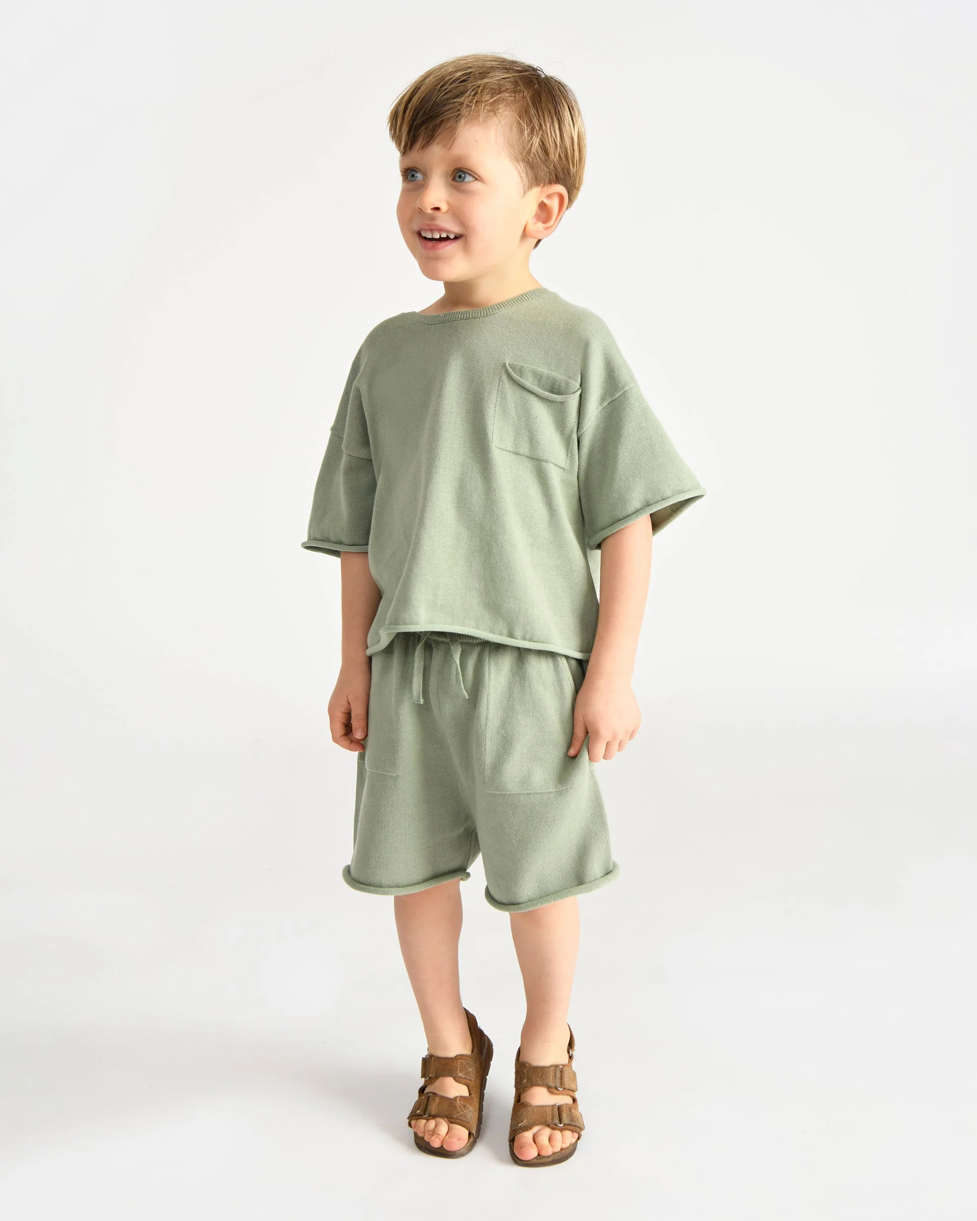 Boxy Cotton Tee Pocket | Sage - Image 8