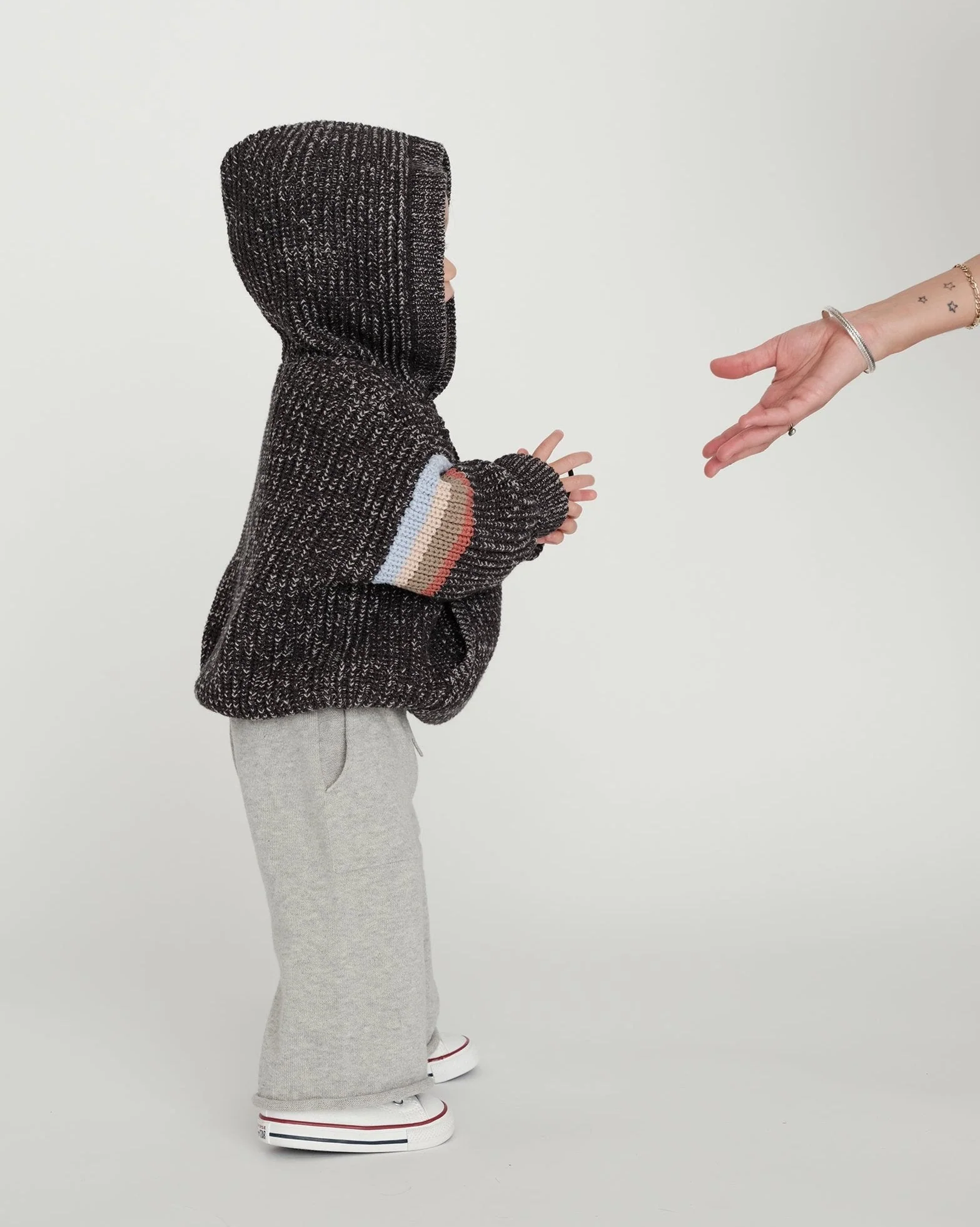 Hooded Boxy Sweater - Chunky | Black Melange - Image 4