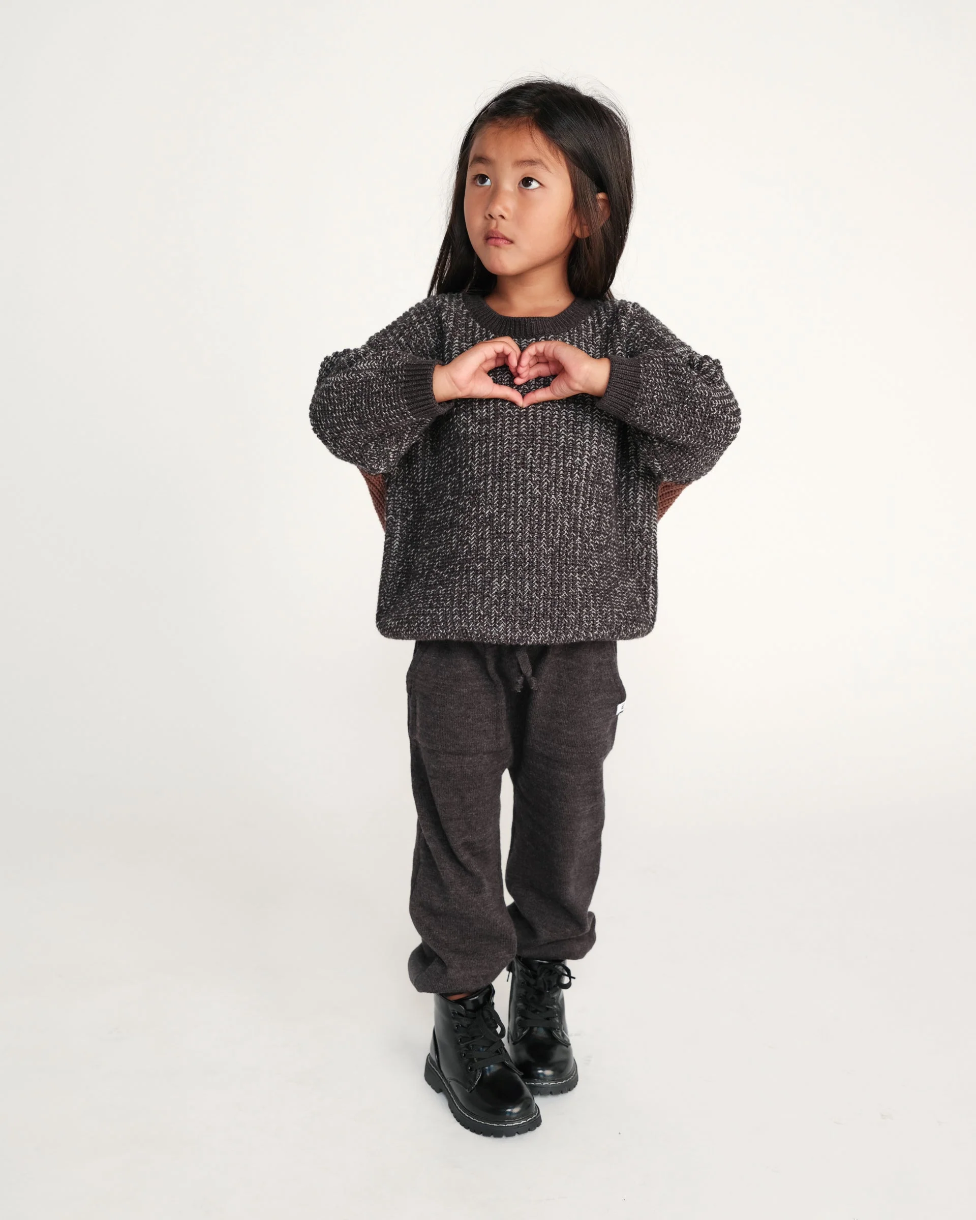 Chunky Ribbed Joggers | Black Melange - Image 11