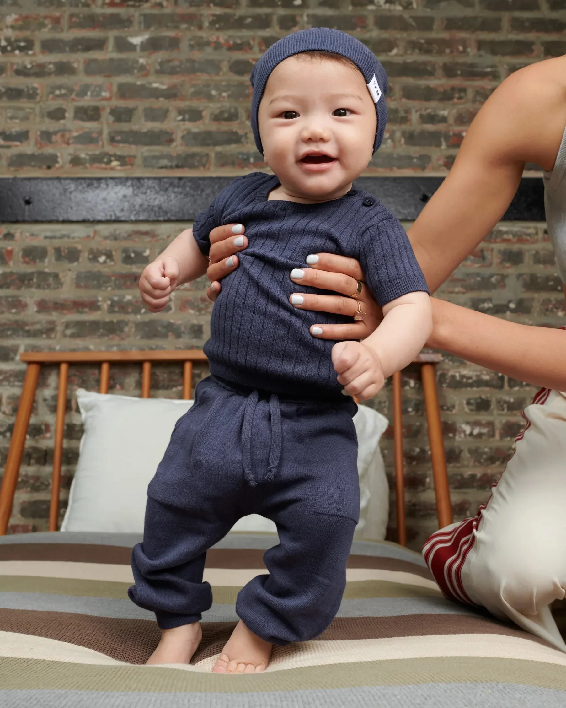 Cotton Joggers - Ribbed | Navy - Image 2