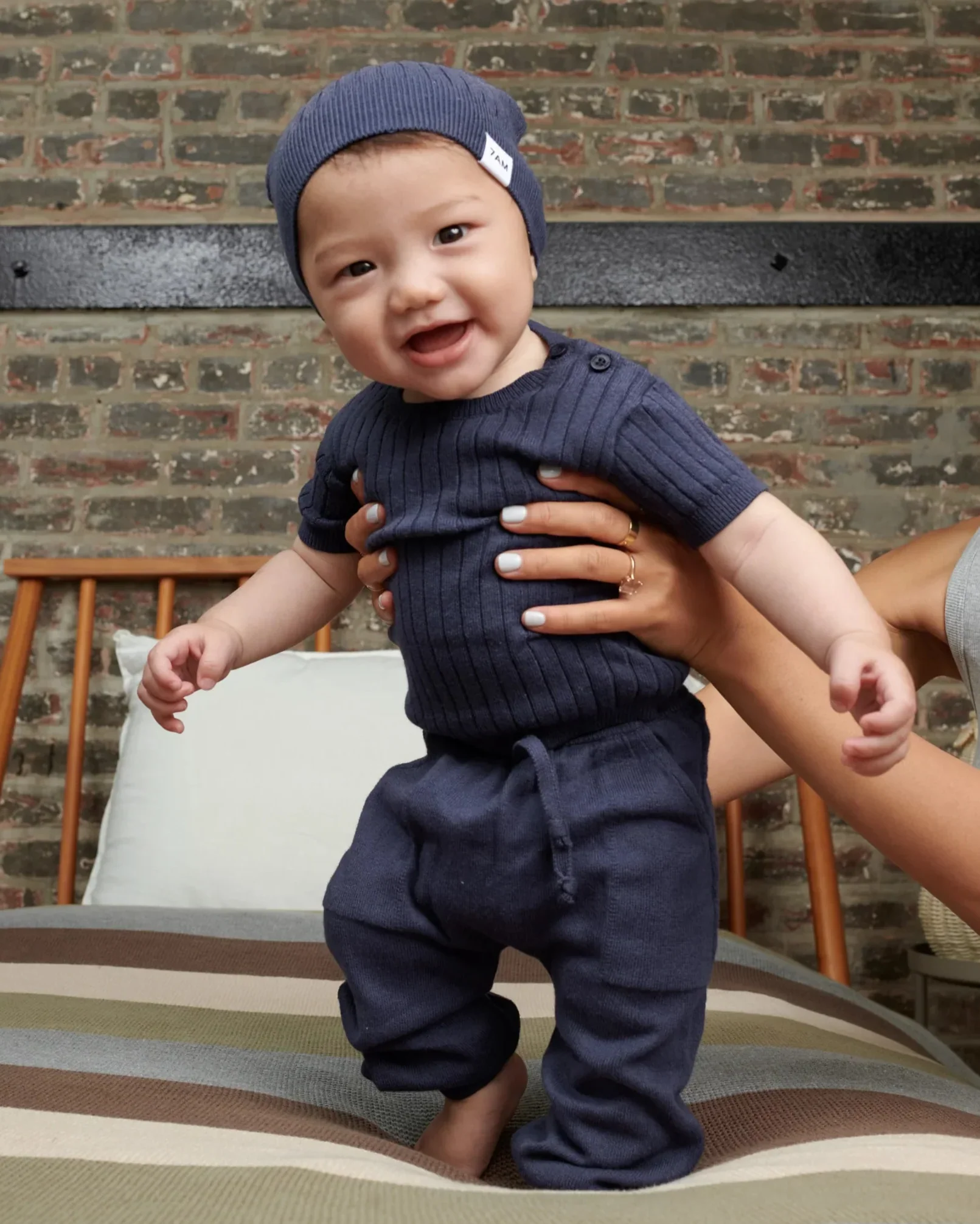 Cotton Joggers - Ribbed | Navy - Image 4