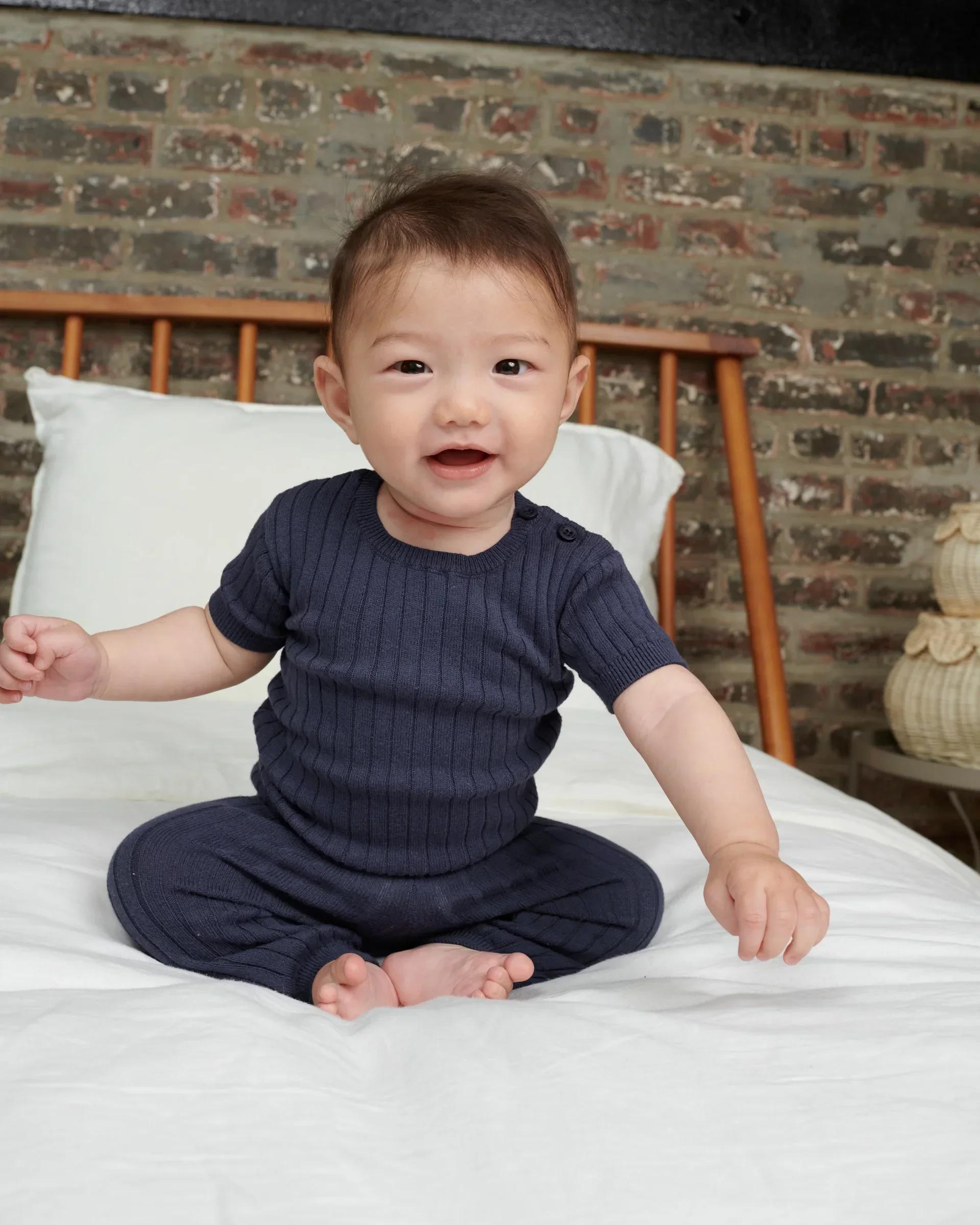 Cotton Leggings - Ribbed | Navy - Image 3