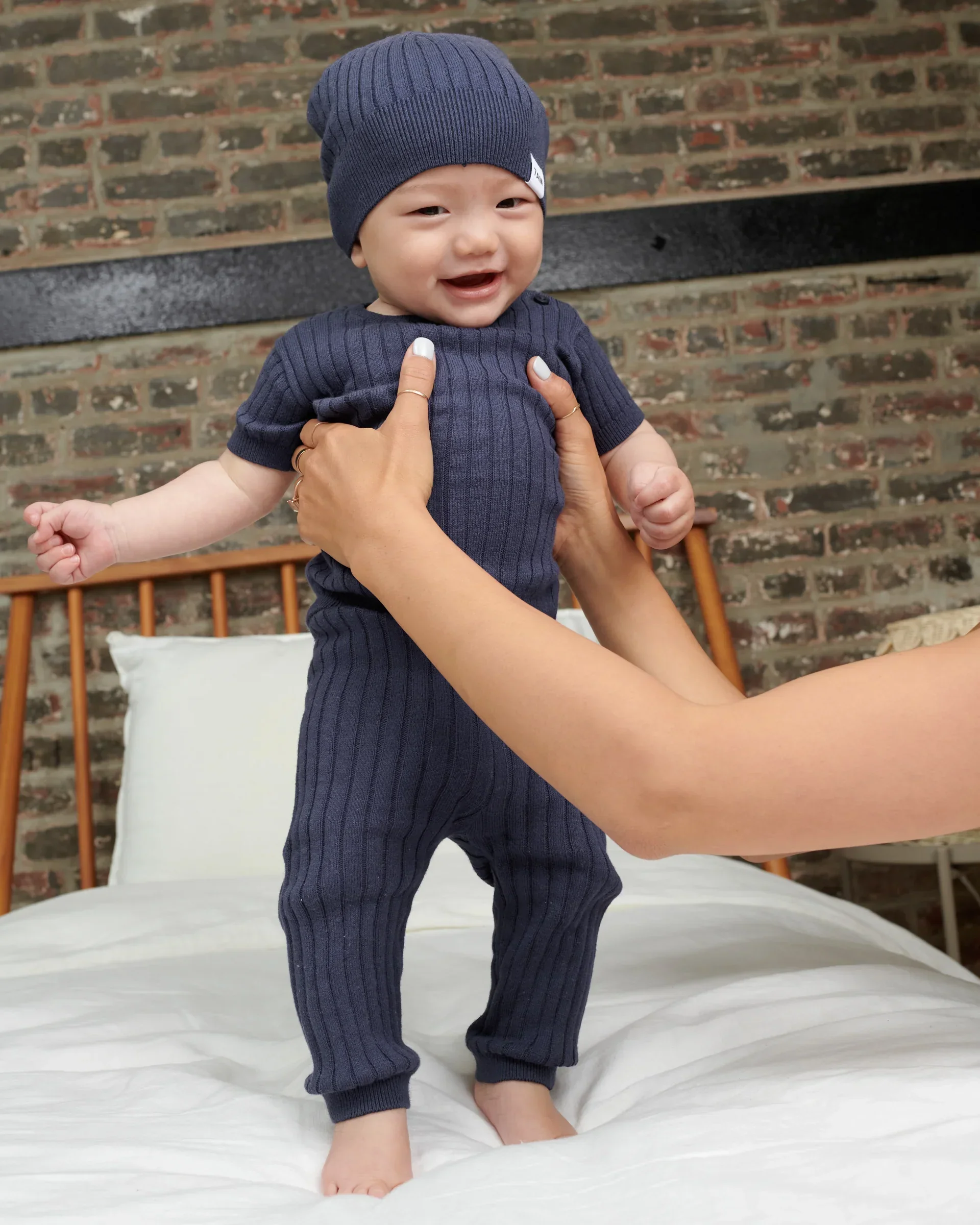 Cotton Leggings - Ribbed | Navy - Image 4