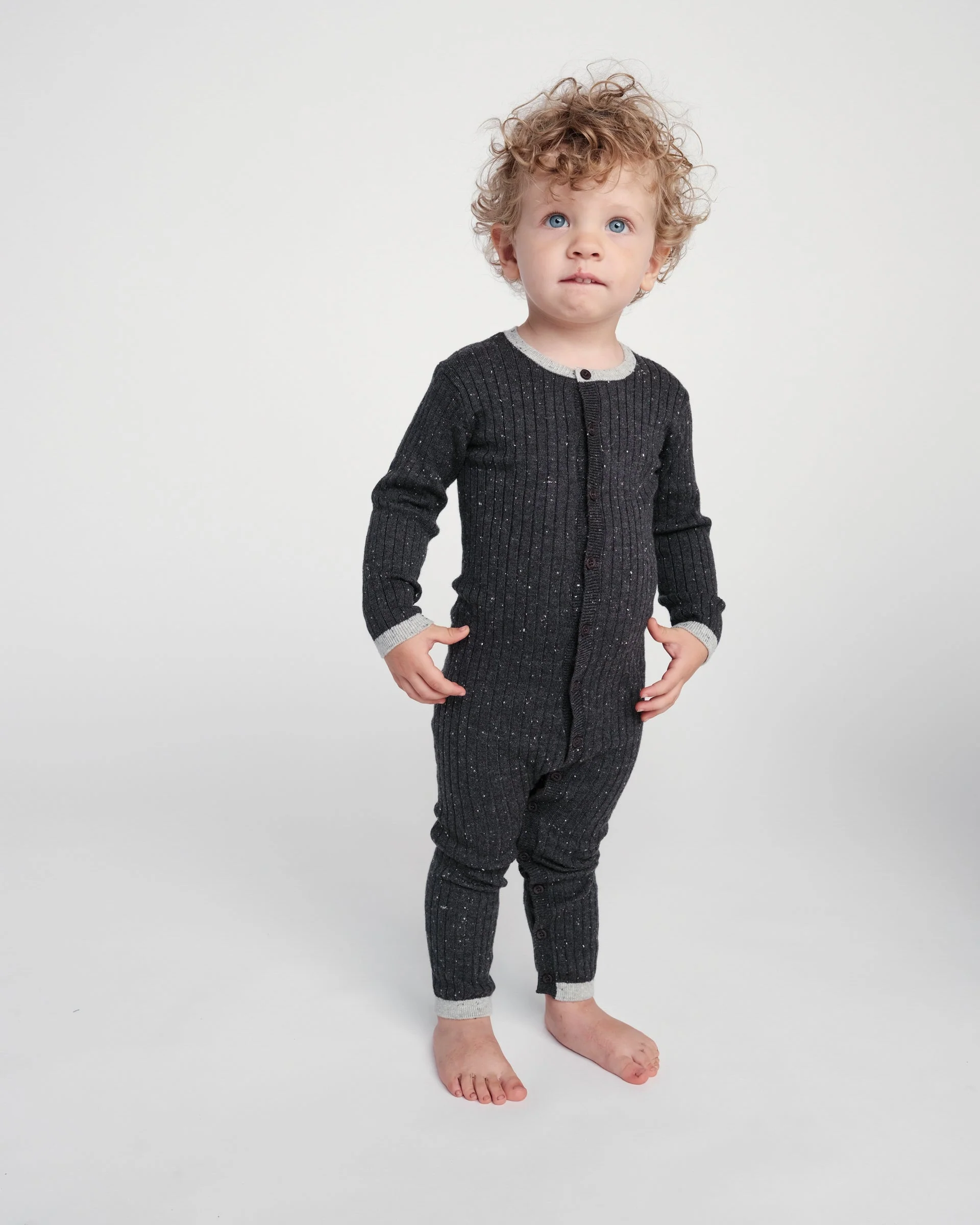 Long Sleeve Jumpsuit No Footie - Hug Me | Black Melange - Image 12