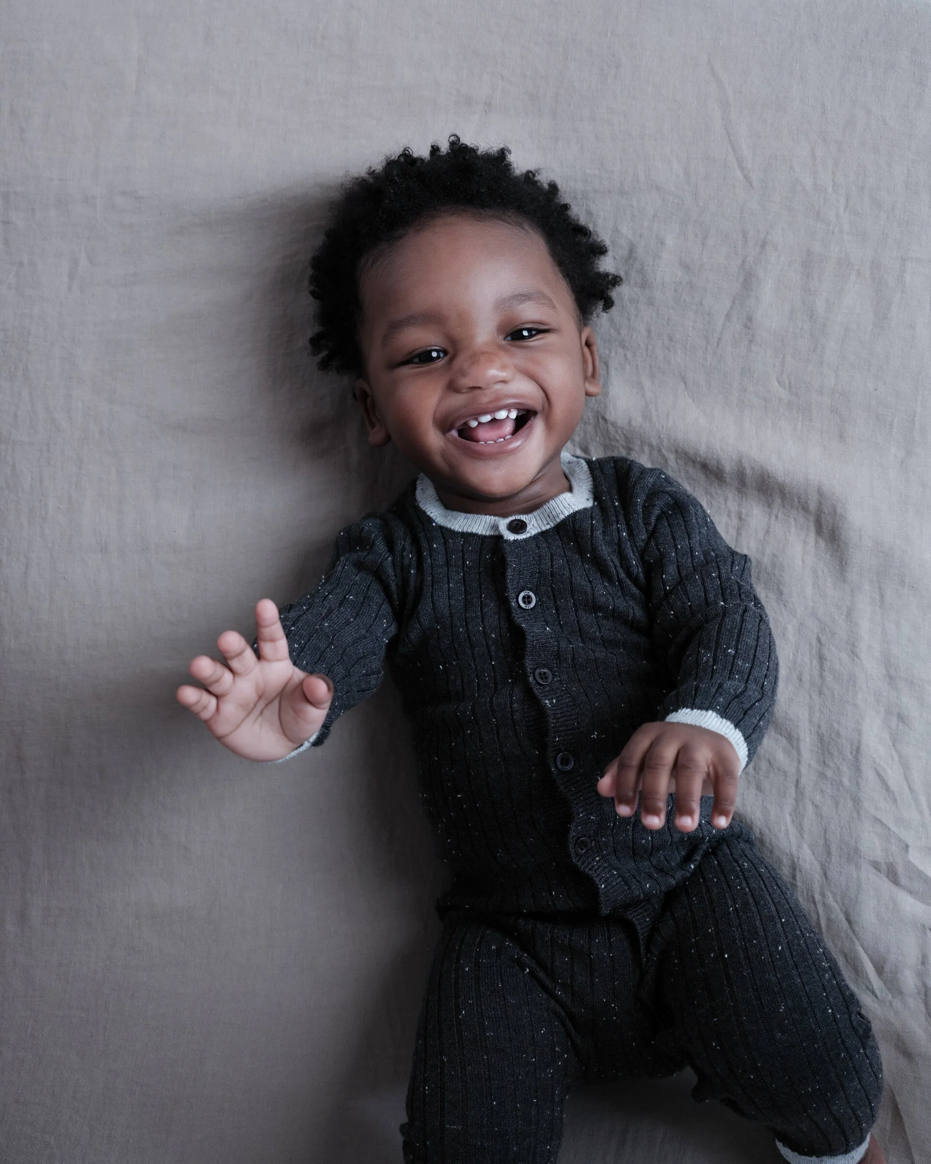 Long Sleeve Jumpsuit No Footie - Hug Me | Black Melange - Image 6