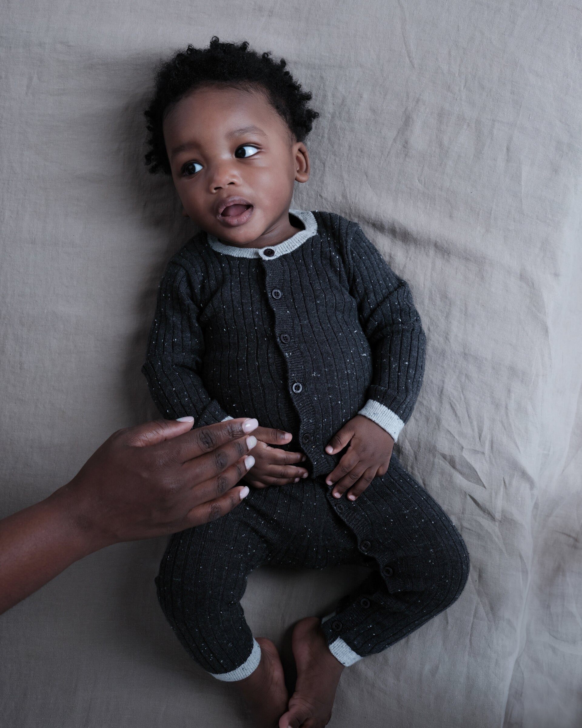 Long Sleeve Jumpsuit No Footie - Hug Me | Black Melange - Image 7