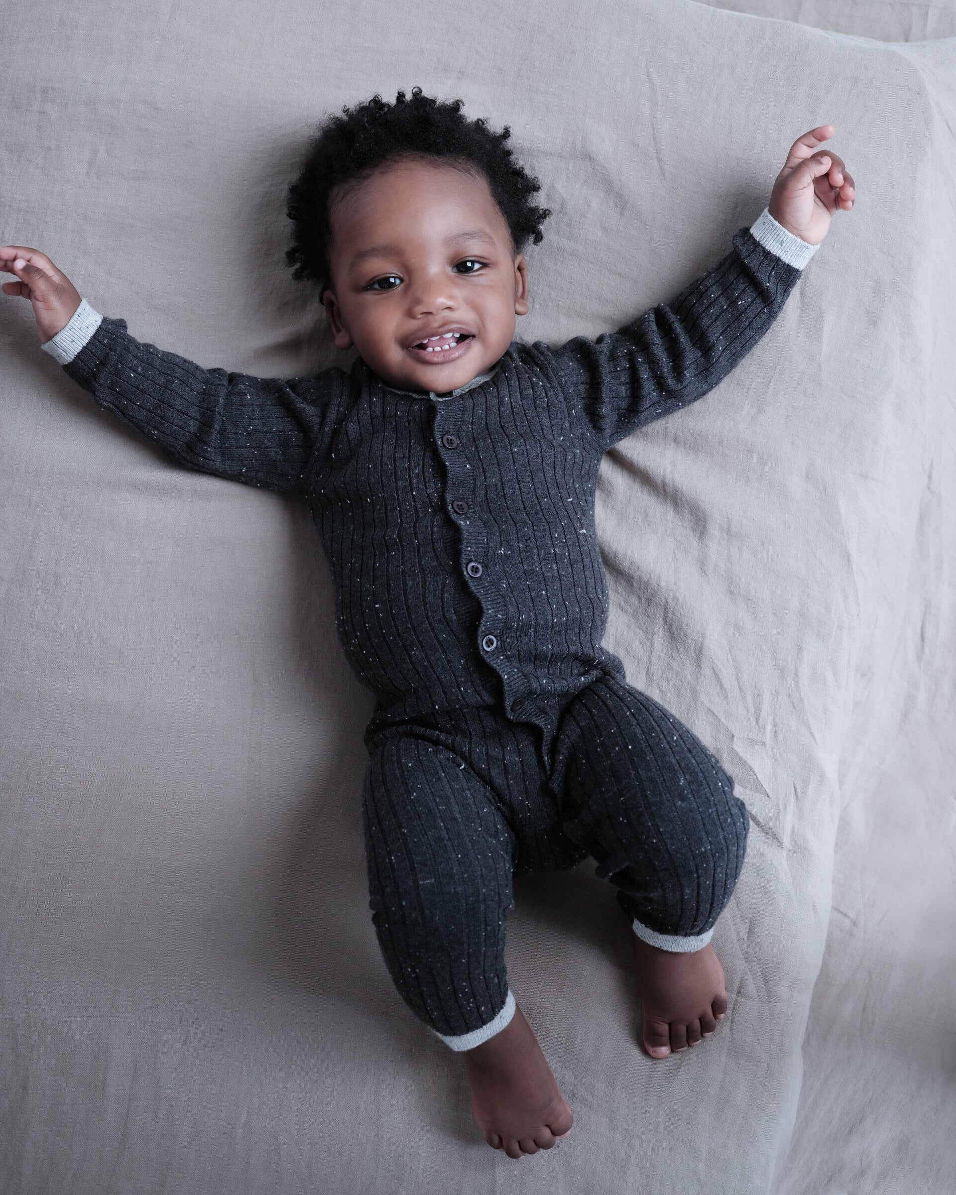 Long Sleeve Jumpsuit No Footie - Hug Me | Black Melange - Image 9