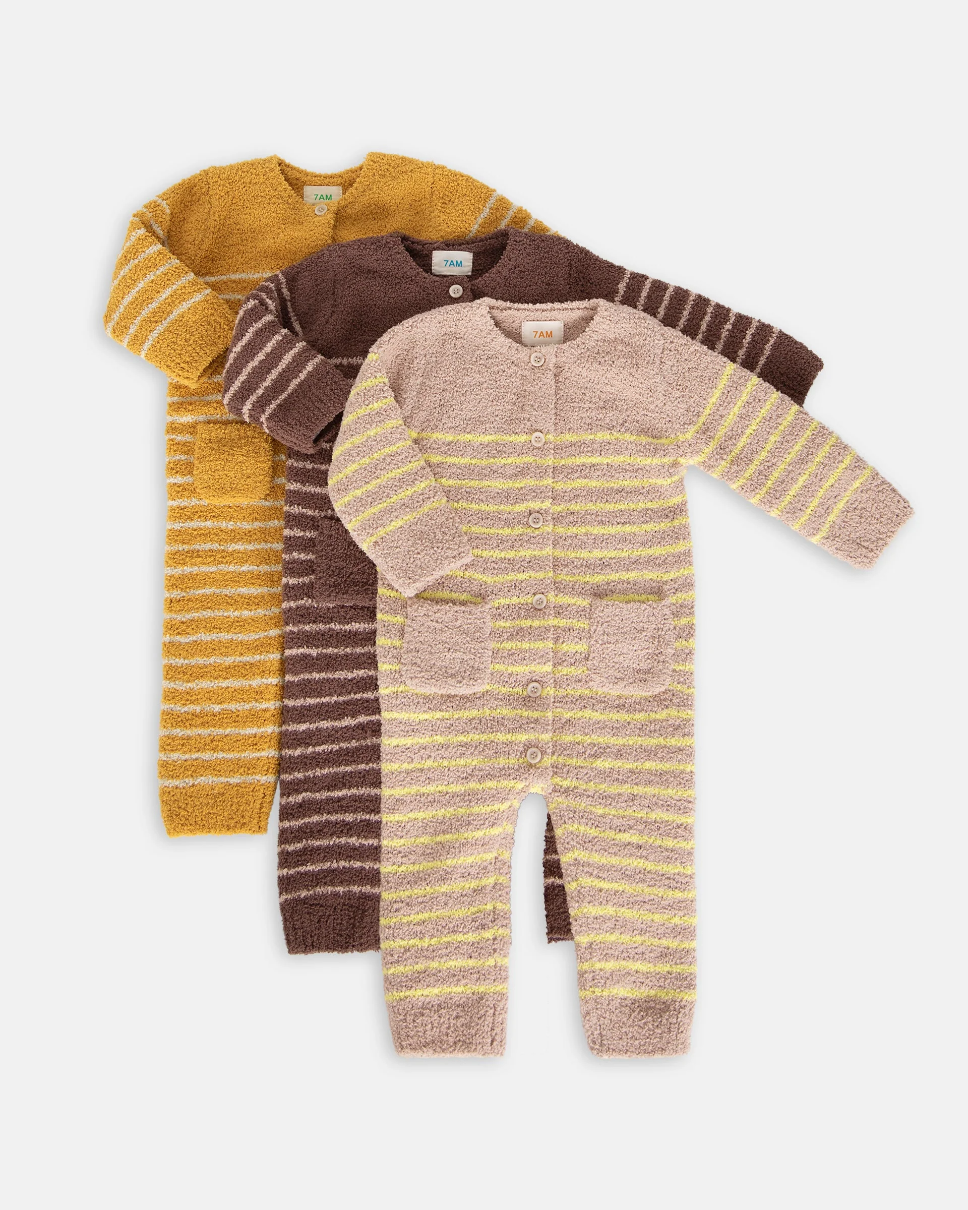 Long Sleeve Striped Jumpsuit - Fuzzy | Amber & Ecru - Image 6