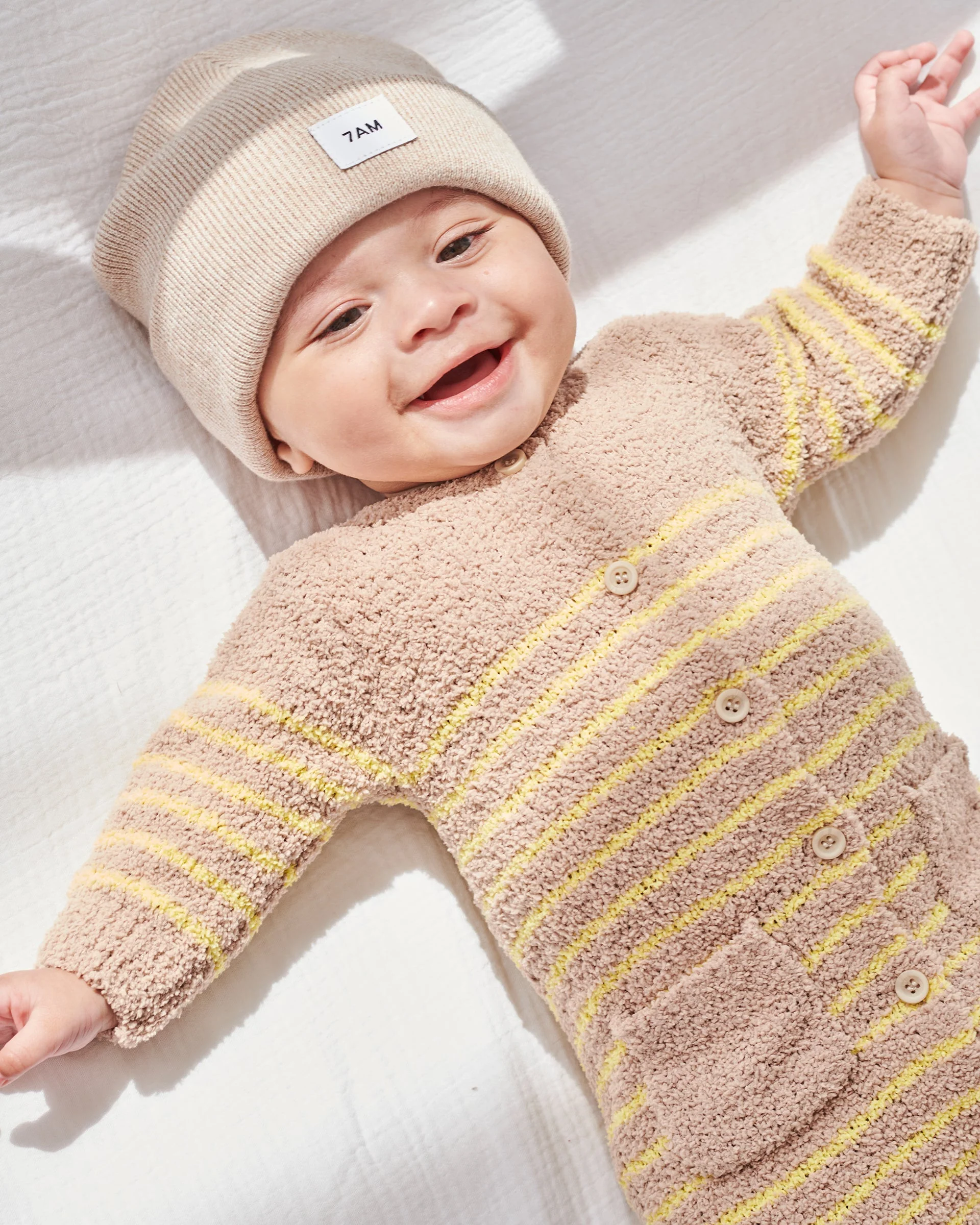 Long Sleeve Striped Jumpsuit - Fuzzy | Pecan & Chartreuse - Image 10