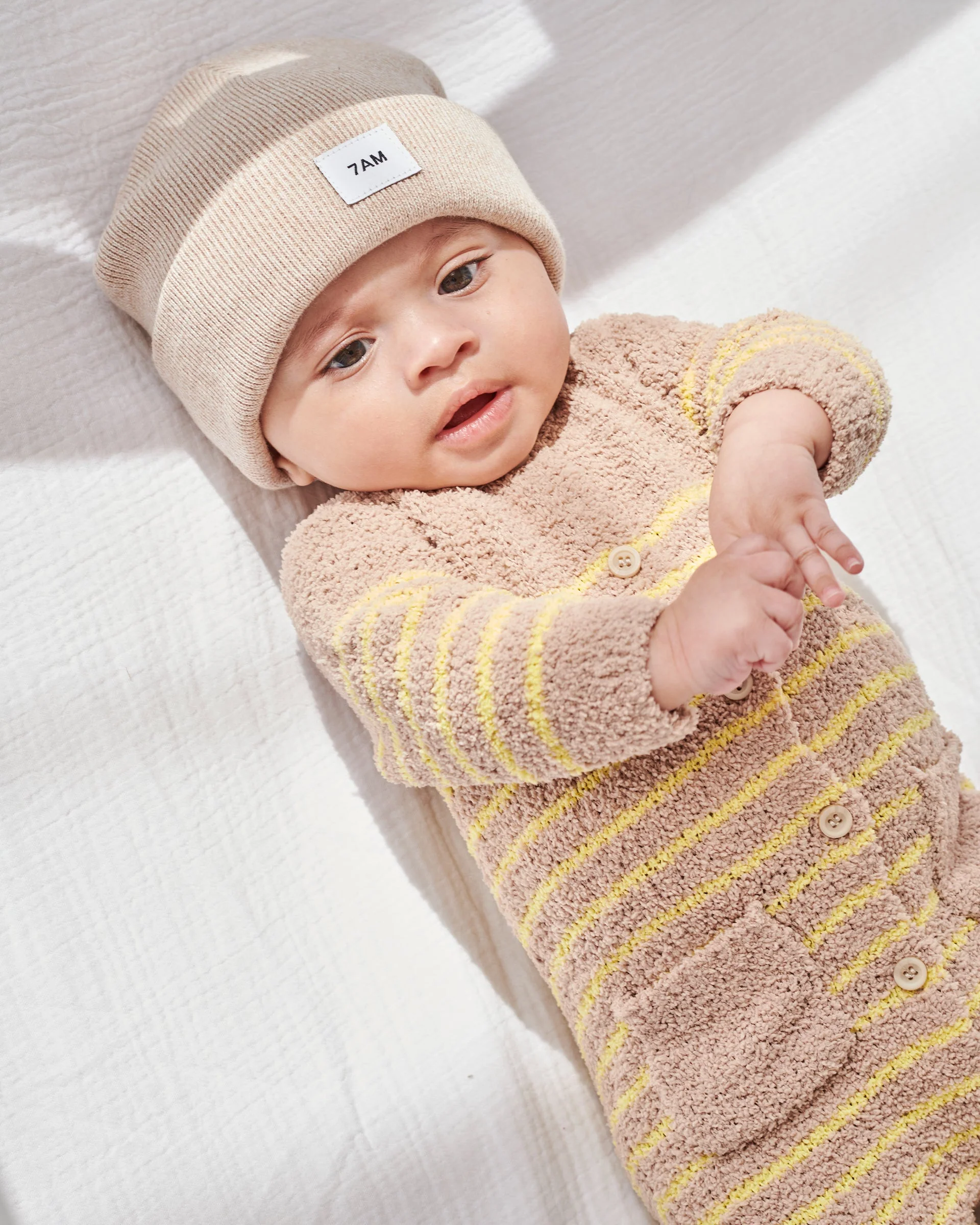 Long Sleeve Striped Jumpsuit - Fuzzy | Pecan & Chartreuse - Image 11