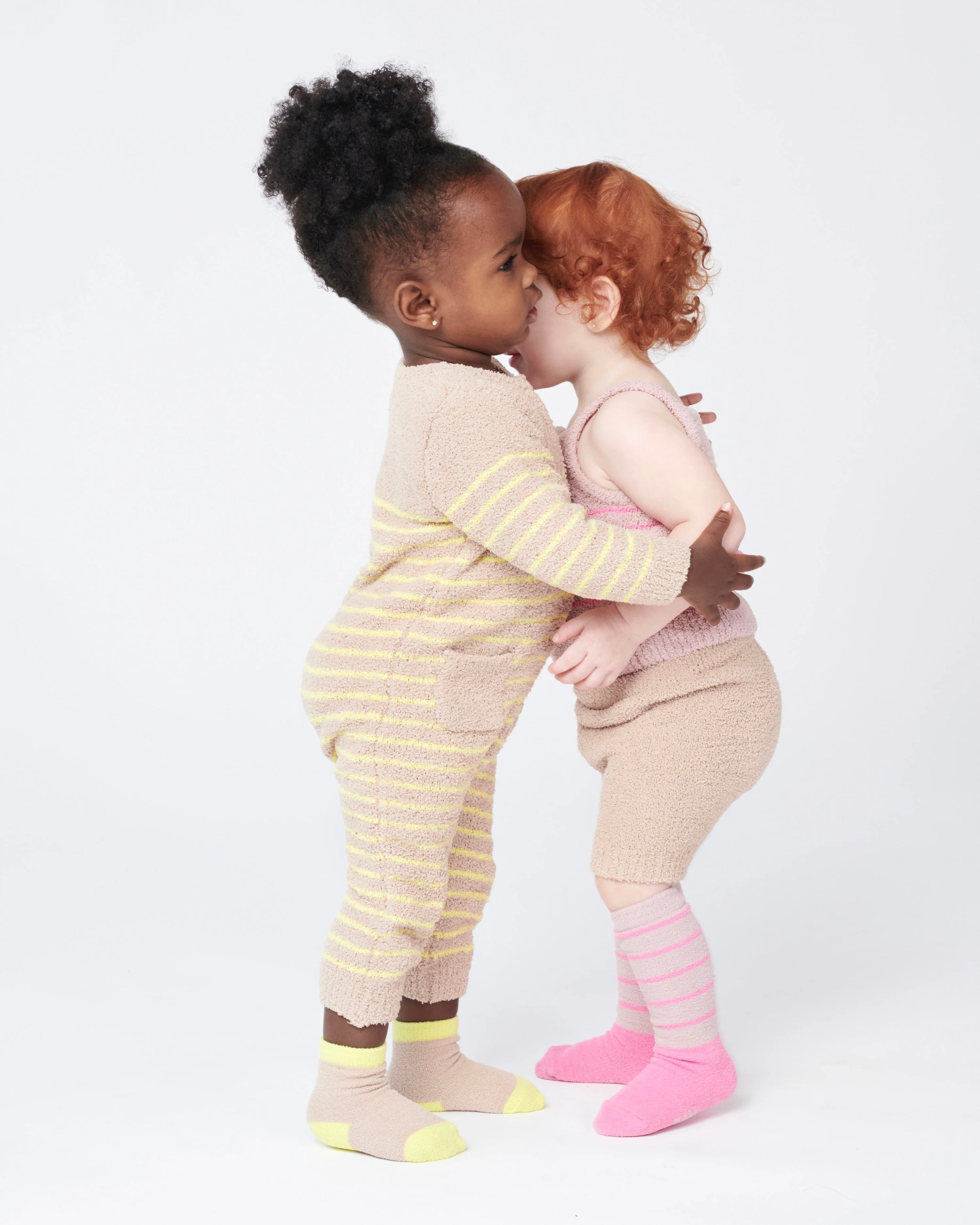 Long Sleeve Striped Jumpsuit - Fuzzy | Pecan & Chartreuse - Image 13