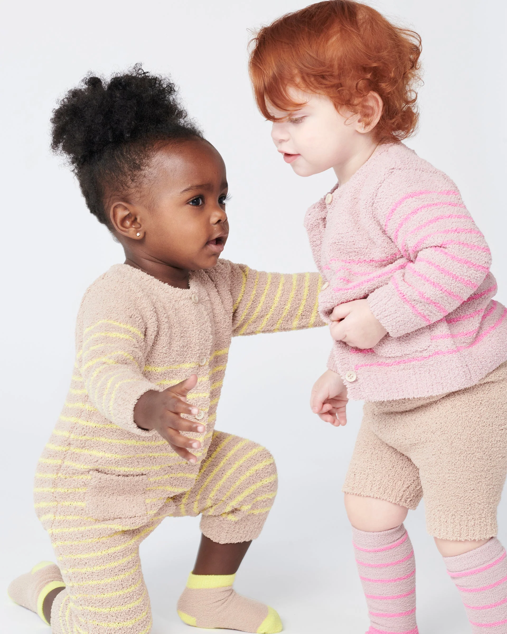 Long Sleeve Striped Jumpsuit - Fuzzy | Pecan & Chartreuse - Image 14