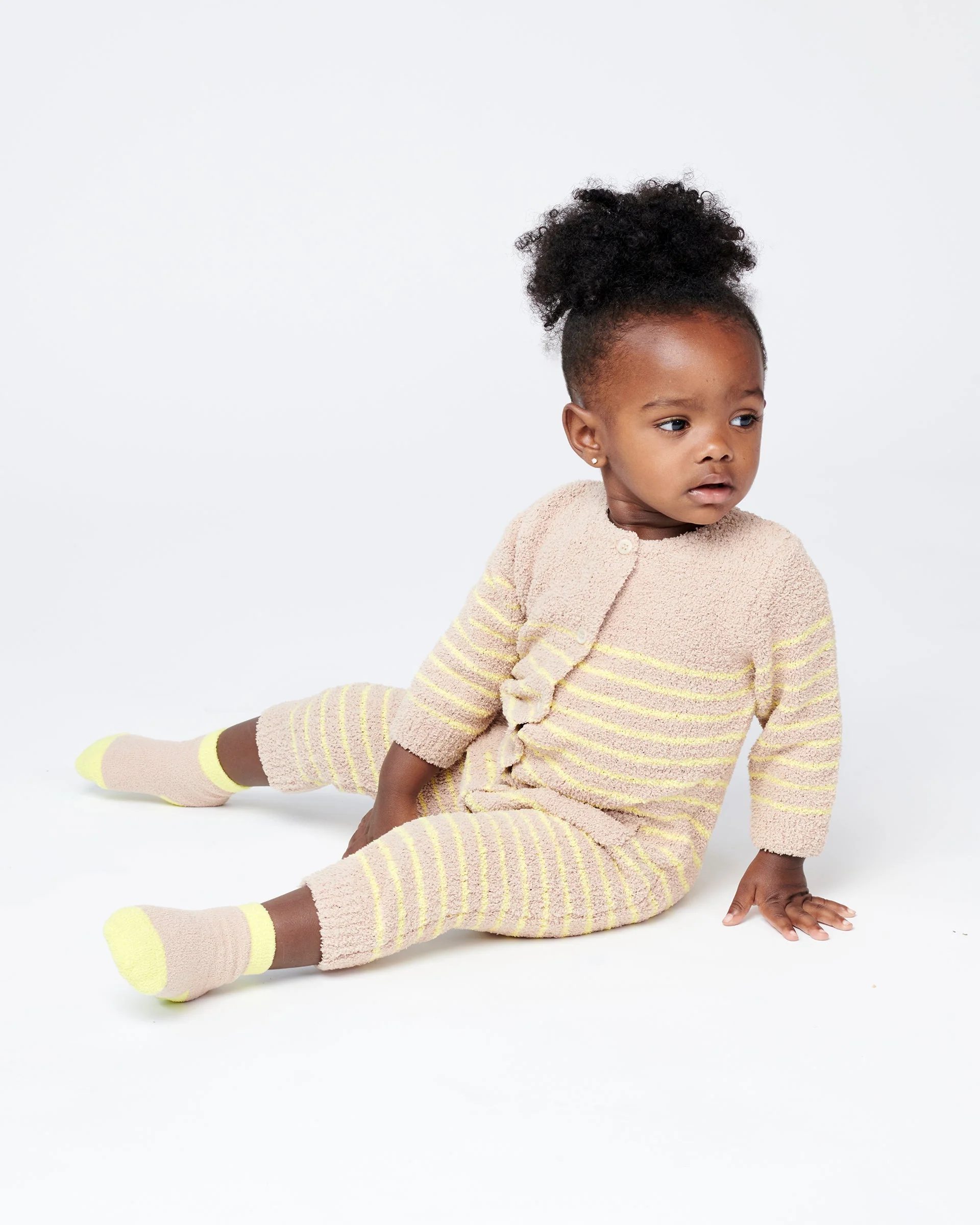 Long Sleeve Striped Jumpsuit - Fuzzy | Pecan & Chartreuse - Image 16