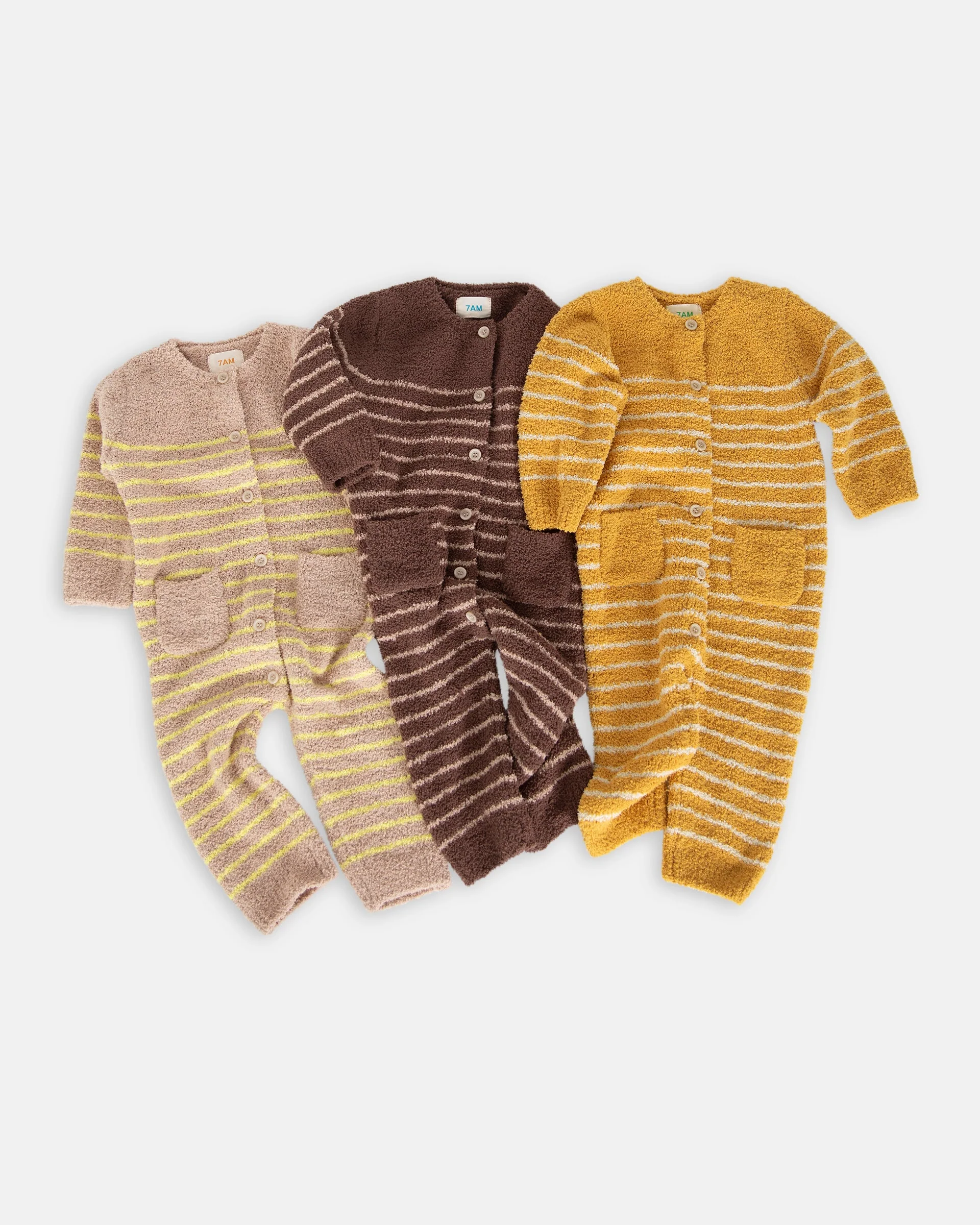 Long Sleeve Striped Jumpsuit - Fuzzy | Pecan & Chartreuse - Image 8