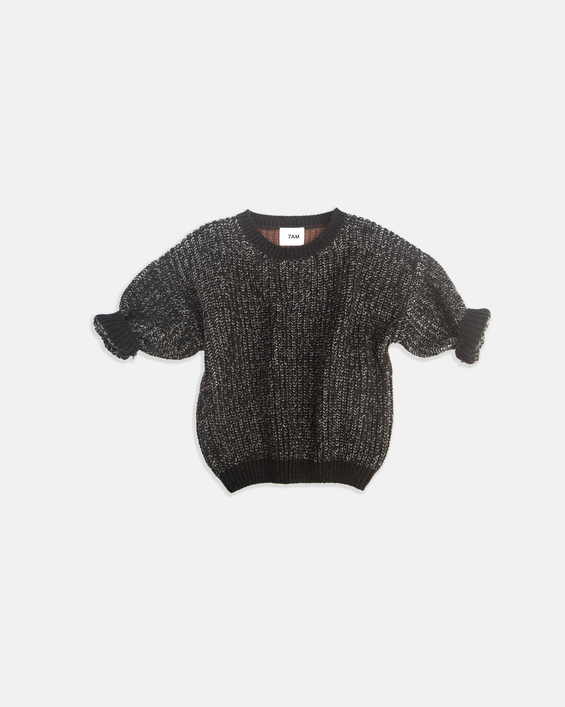 Boxy Sweater - Chunky | Black Melange/Brown - Image 3