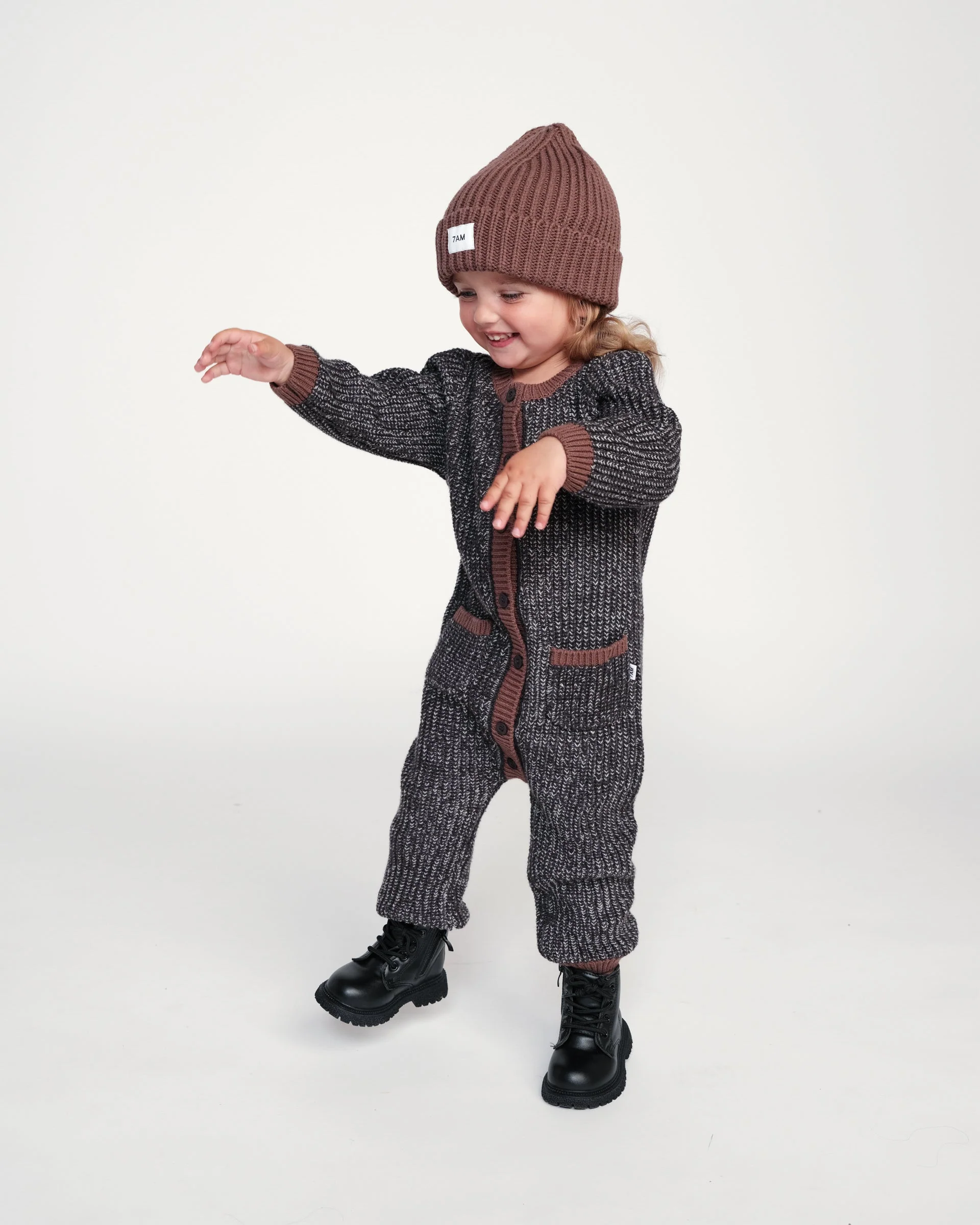 Long Sleeve Jumpsuit - Chunky | Oat/Heather Grey - Image 9